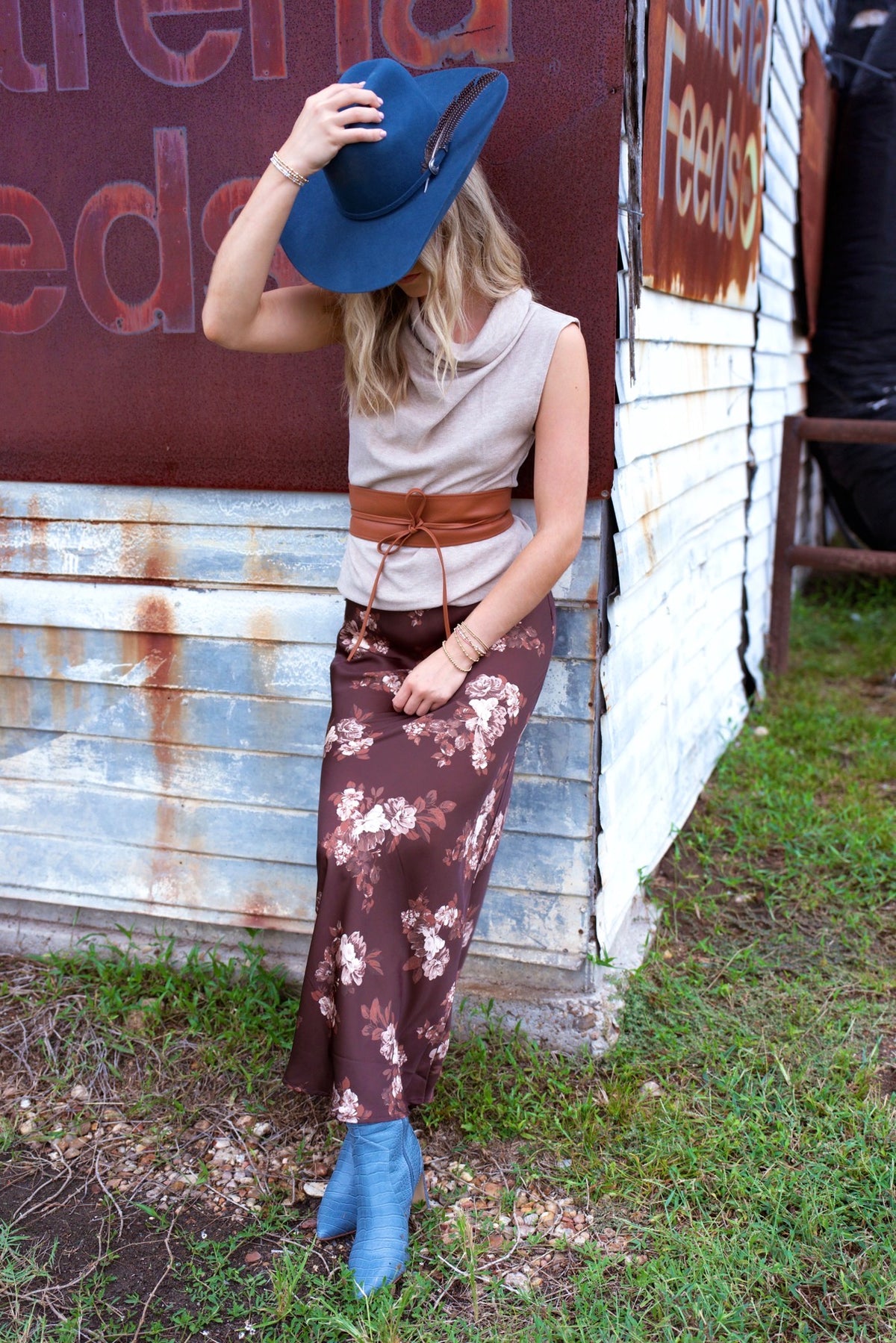 Arabella Brown Floral Maxi Skirt