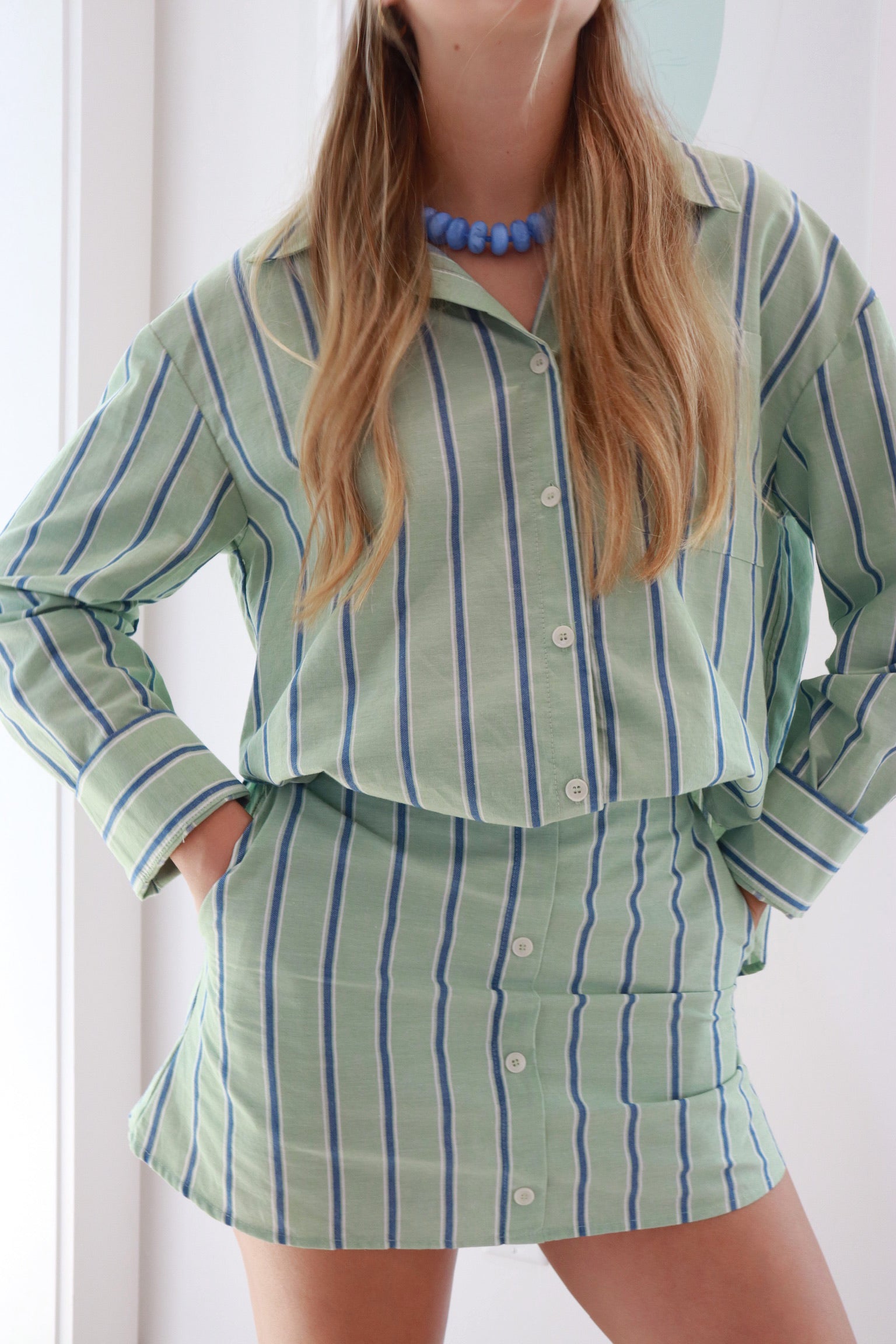 Maris Green Striped Skort Set