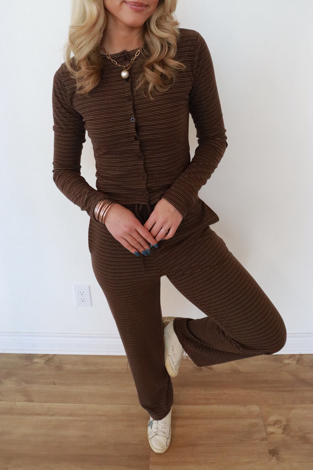 Quincy Brown Stripe Set