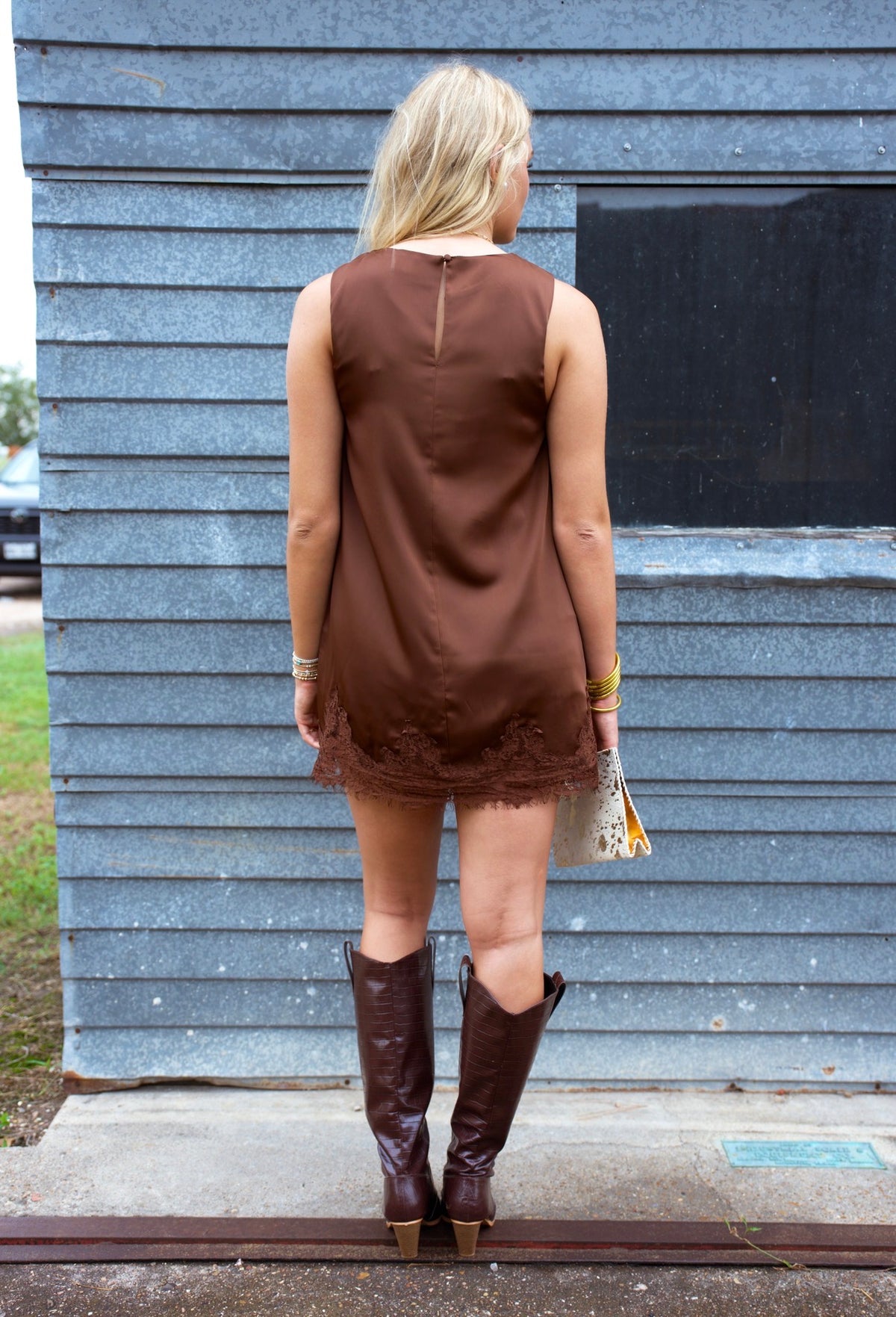 Dolly Brown Satin Dress