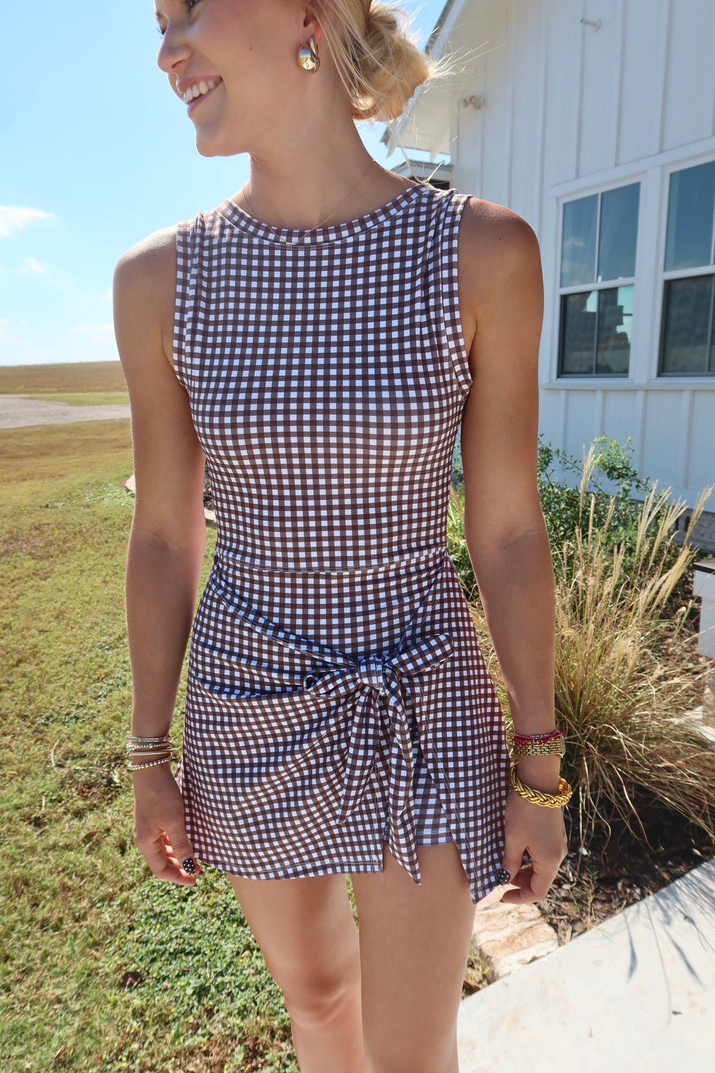 Scottie Gingham Wrap Dress