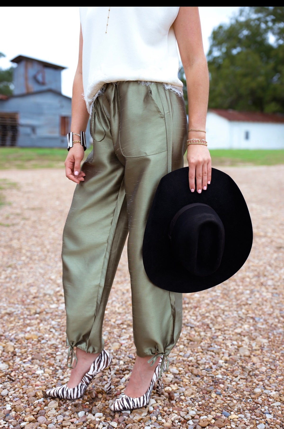Taffeta Drawstring Pants