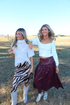 Miley Maroon Pleather Skirt