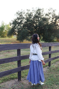Gwen Blue Smocked Maxi Skirt