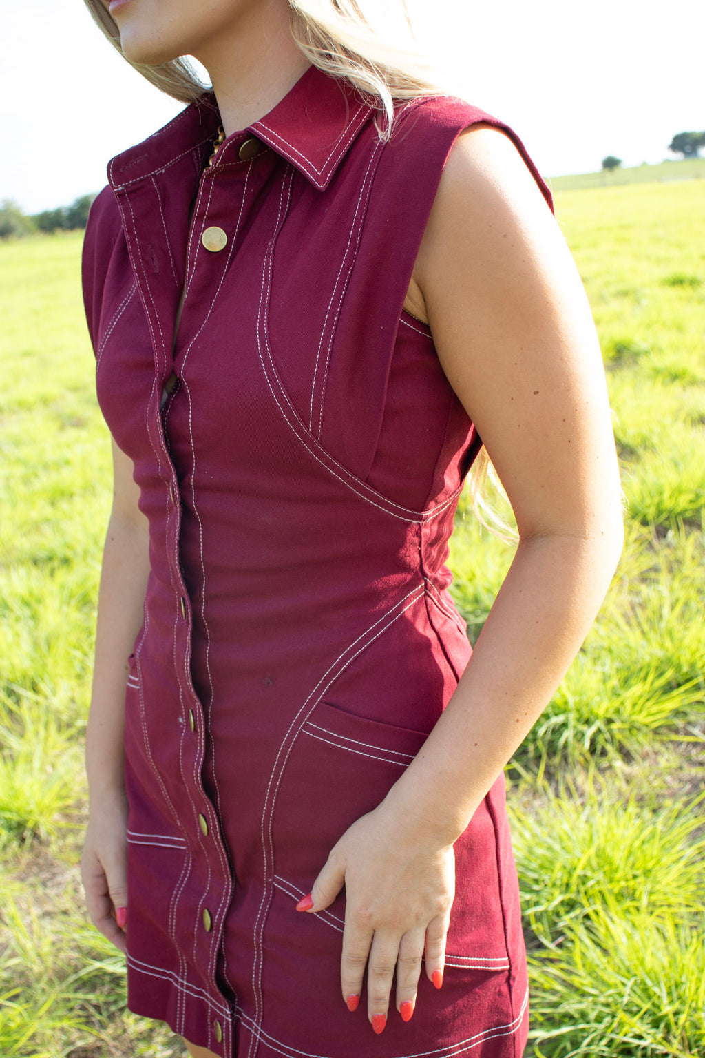 Willow Maroon Stitched Dress