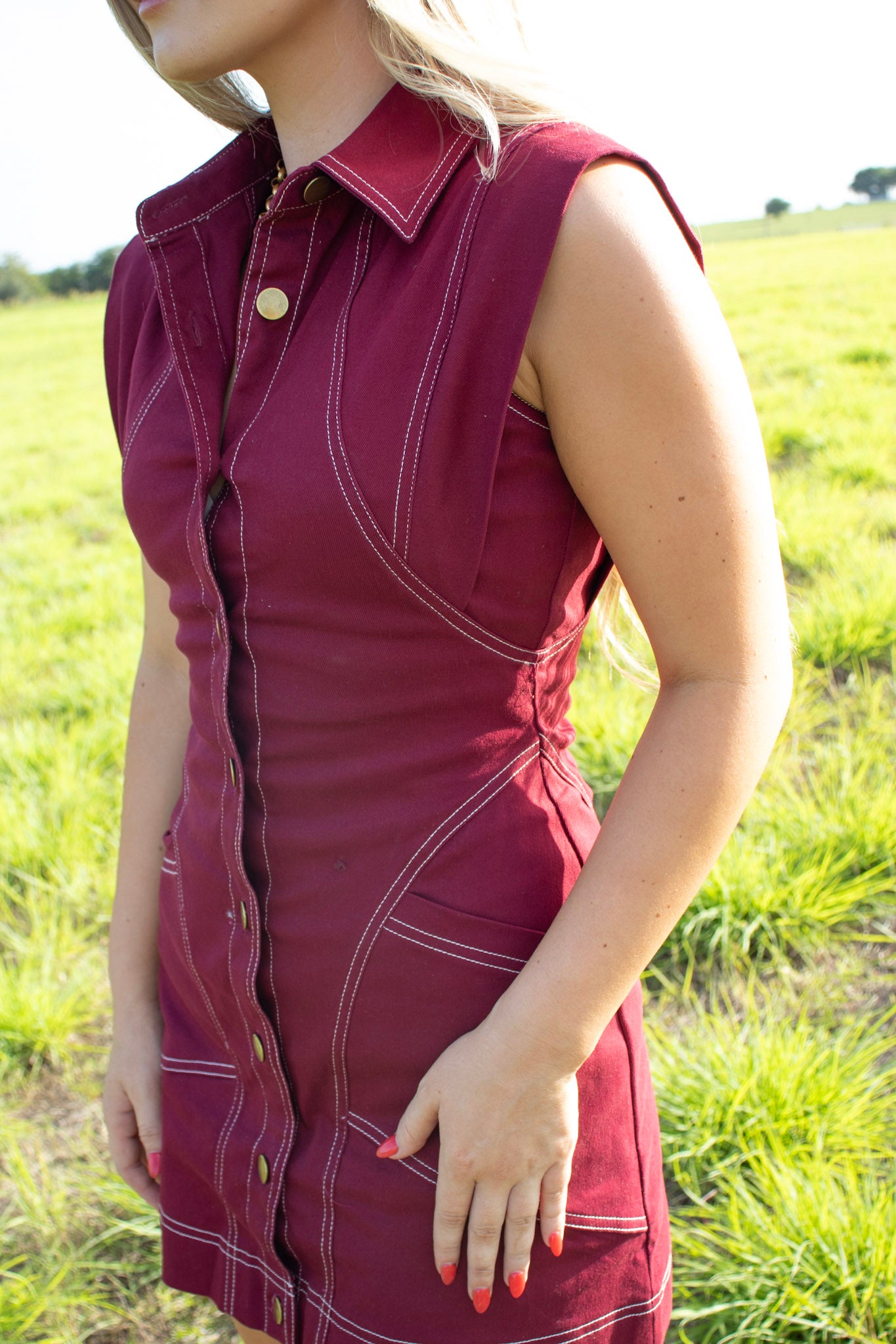 Willow Maroon Stitched Dress