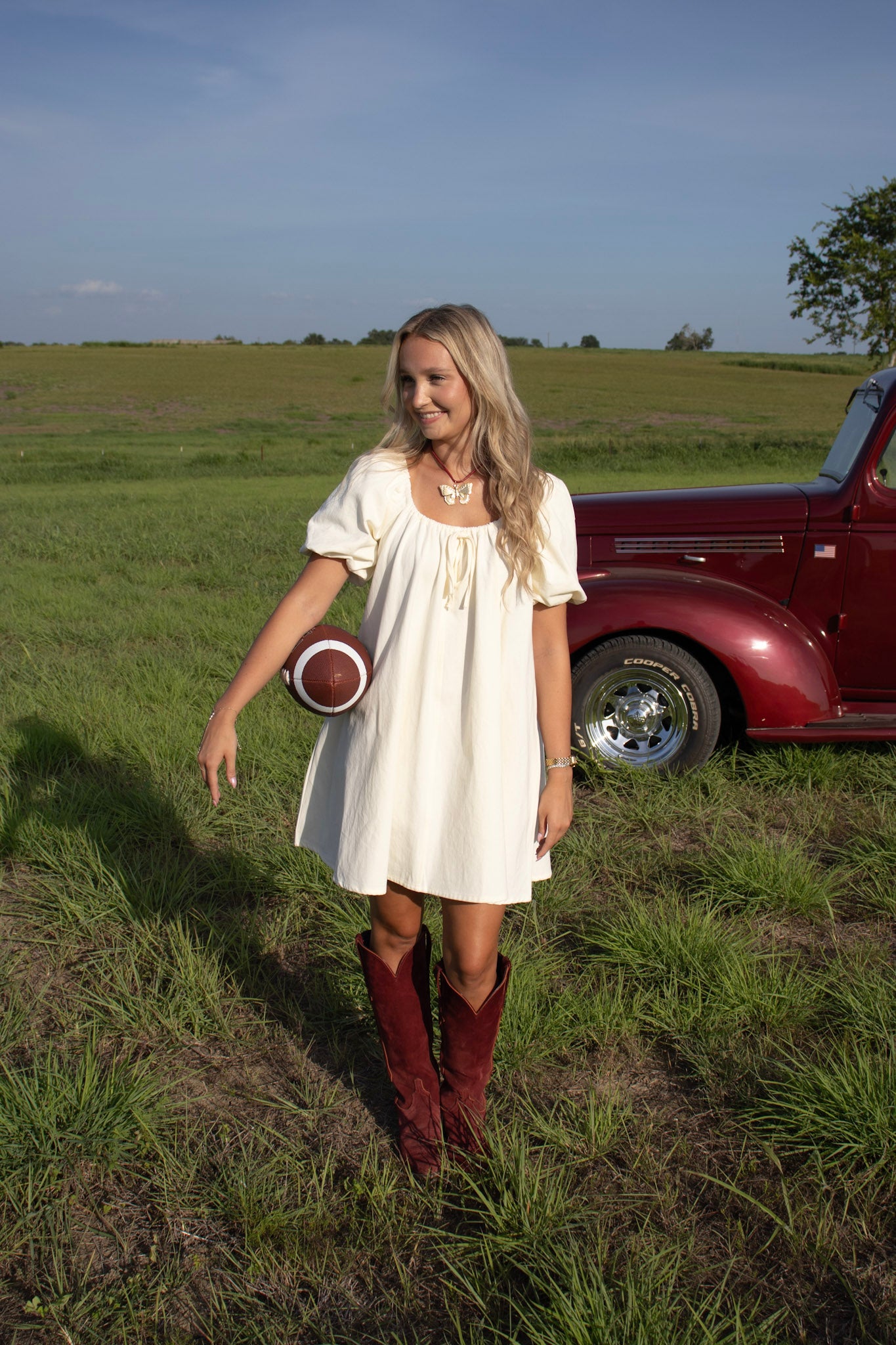 Poppy Cream Denim Babydoll Dress
