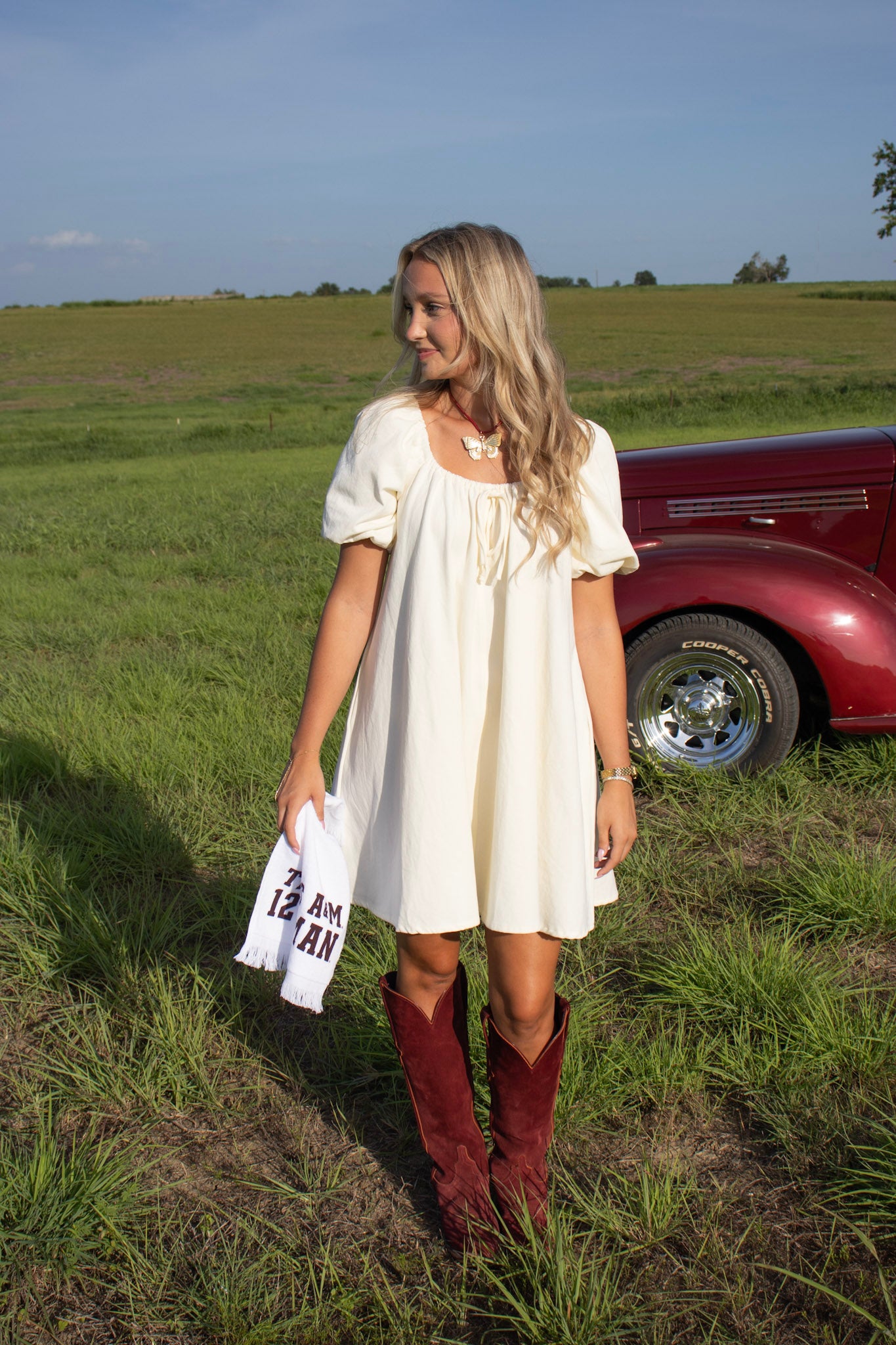 Poppy Cream Denim Babydoll Dress