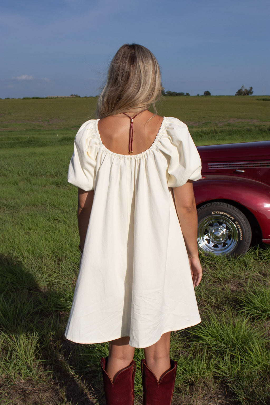 Poppy Cream Denim Babydoll Dress