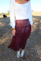 Miley Maroon Pleather Skirt
