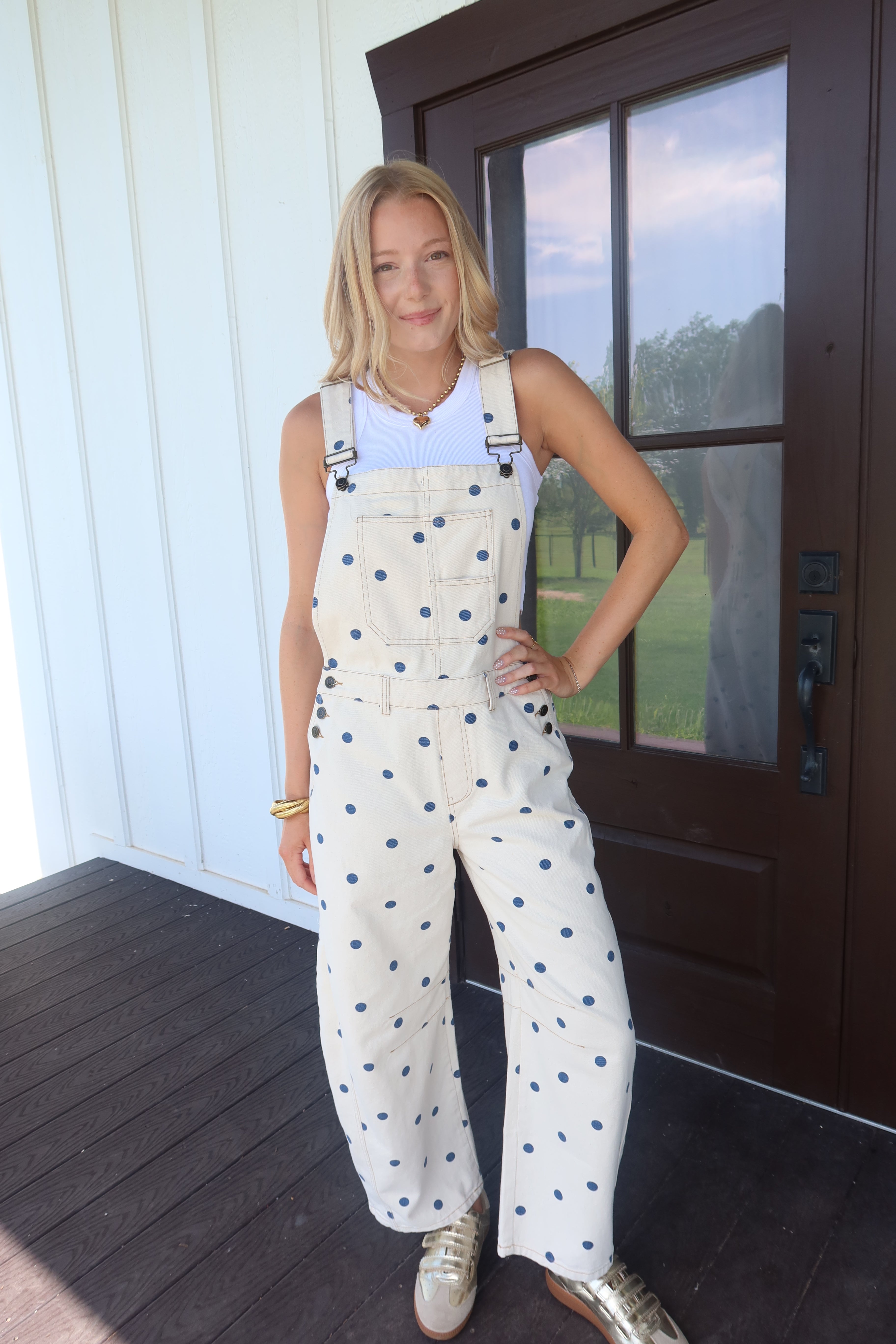 Lennon Polka Dot Barrel Jean Overalls