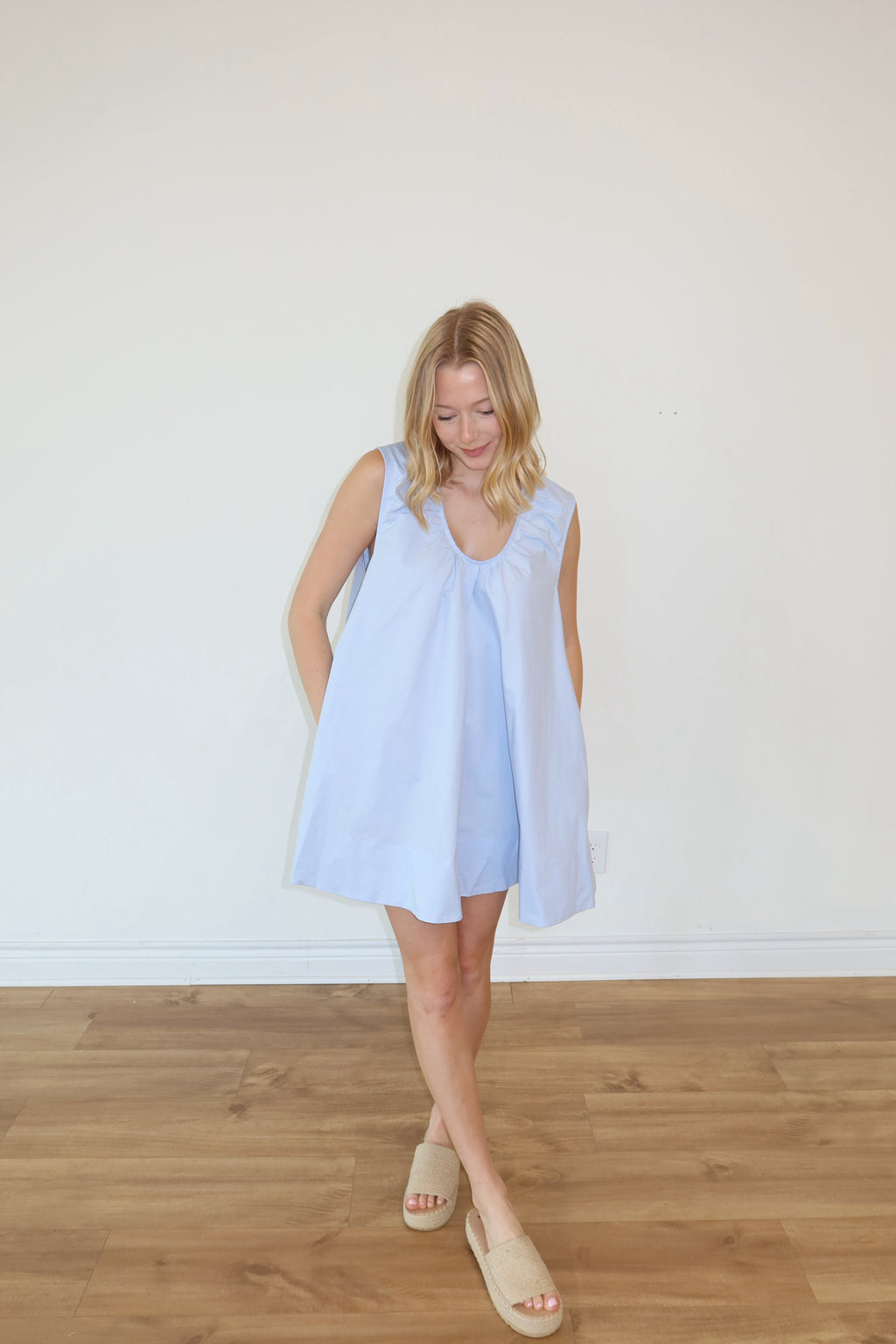 Sammi Blue Swoop Neck Mini Dress