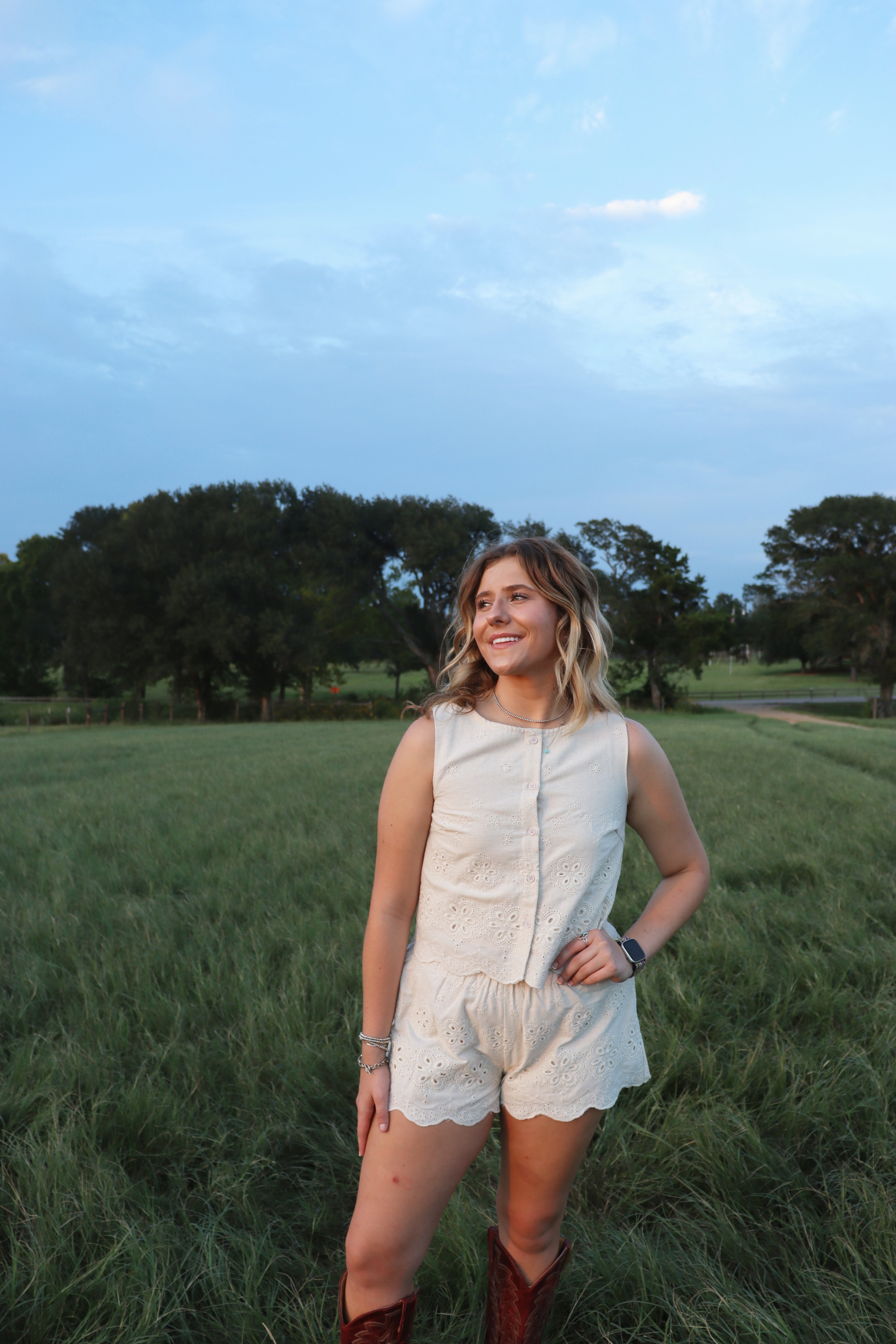 Cami Cream Eyelet Set