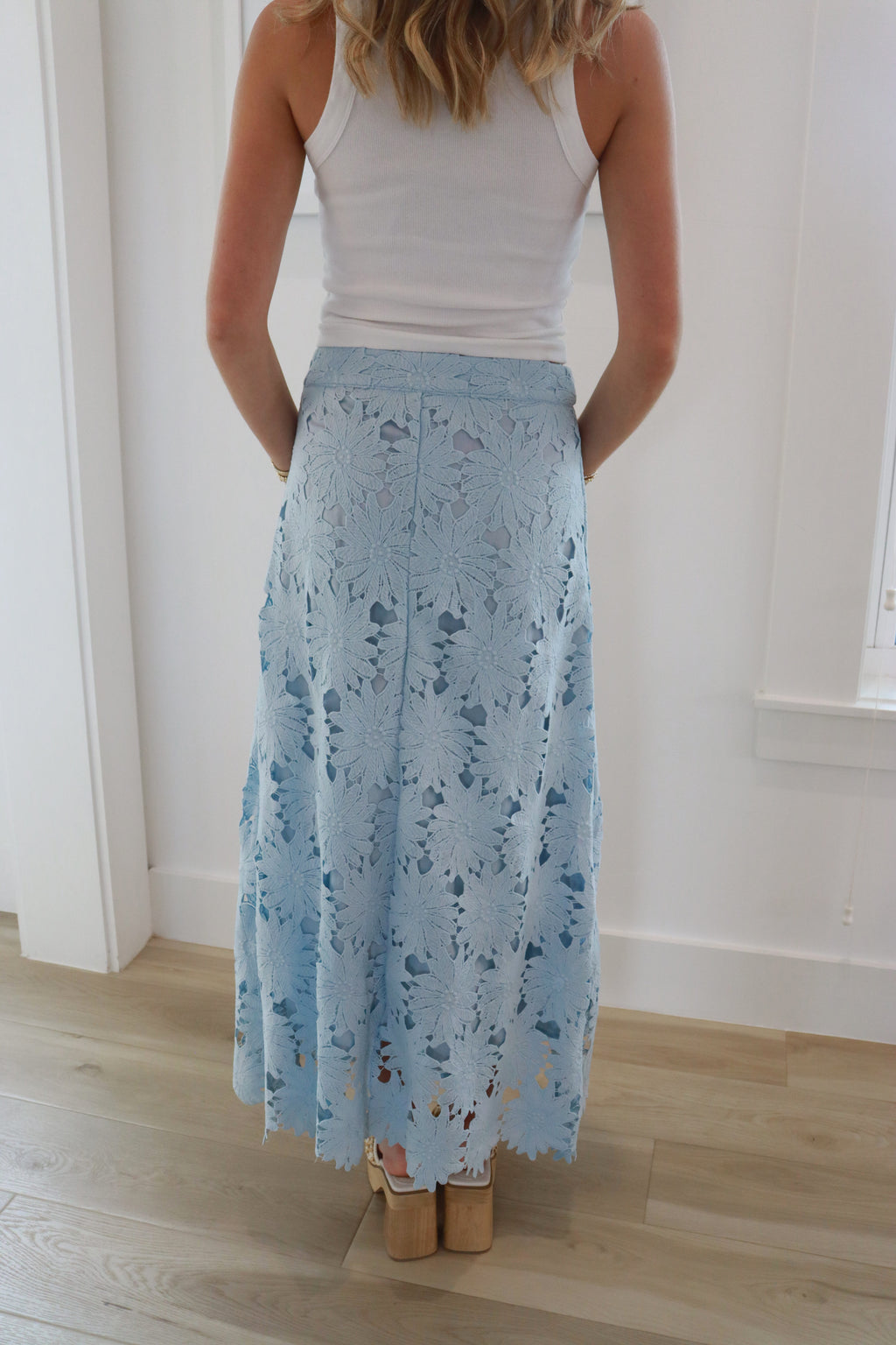 Juniper Blue Floral Detailed Skirt