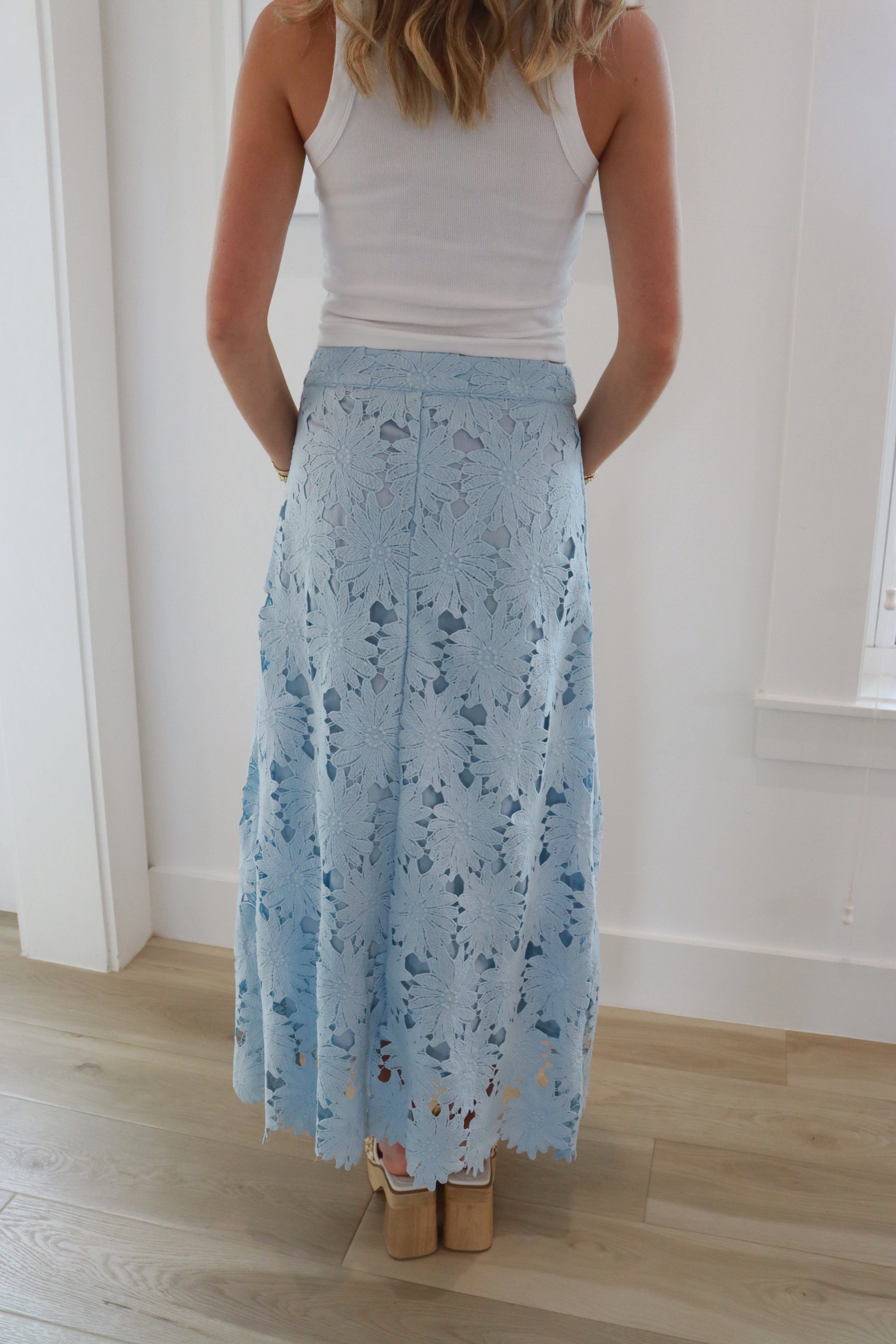 Juniper Blue Floral Detailed Skirt