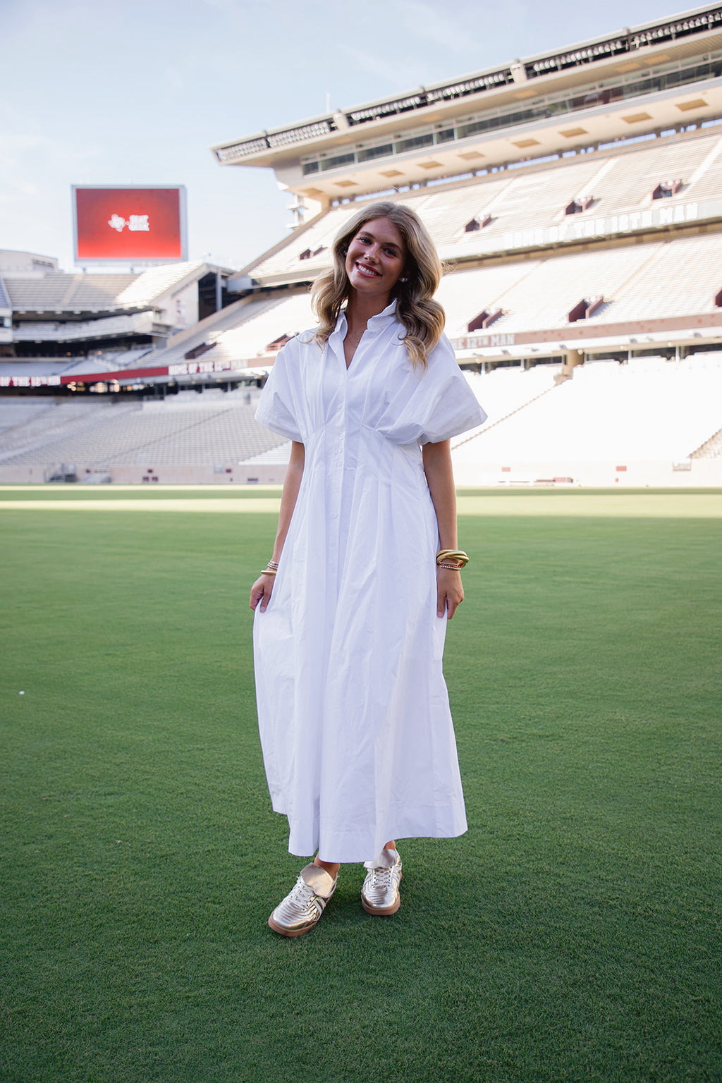 Magnolia White Button Down Midi Dress