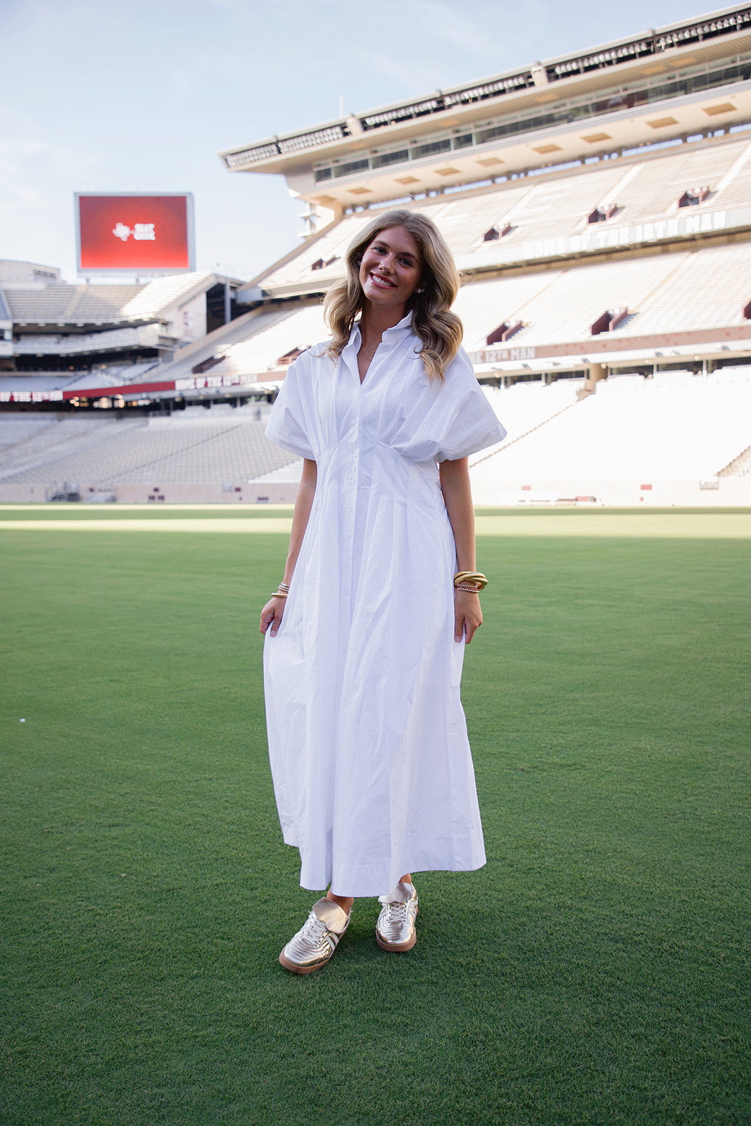 Magnolia White Button Down Midi Dress