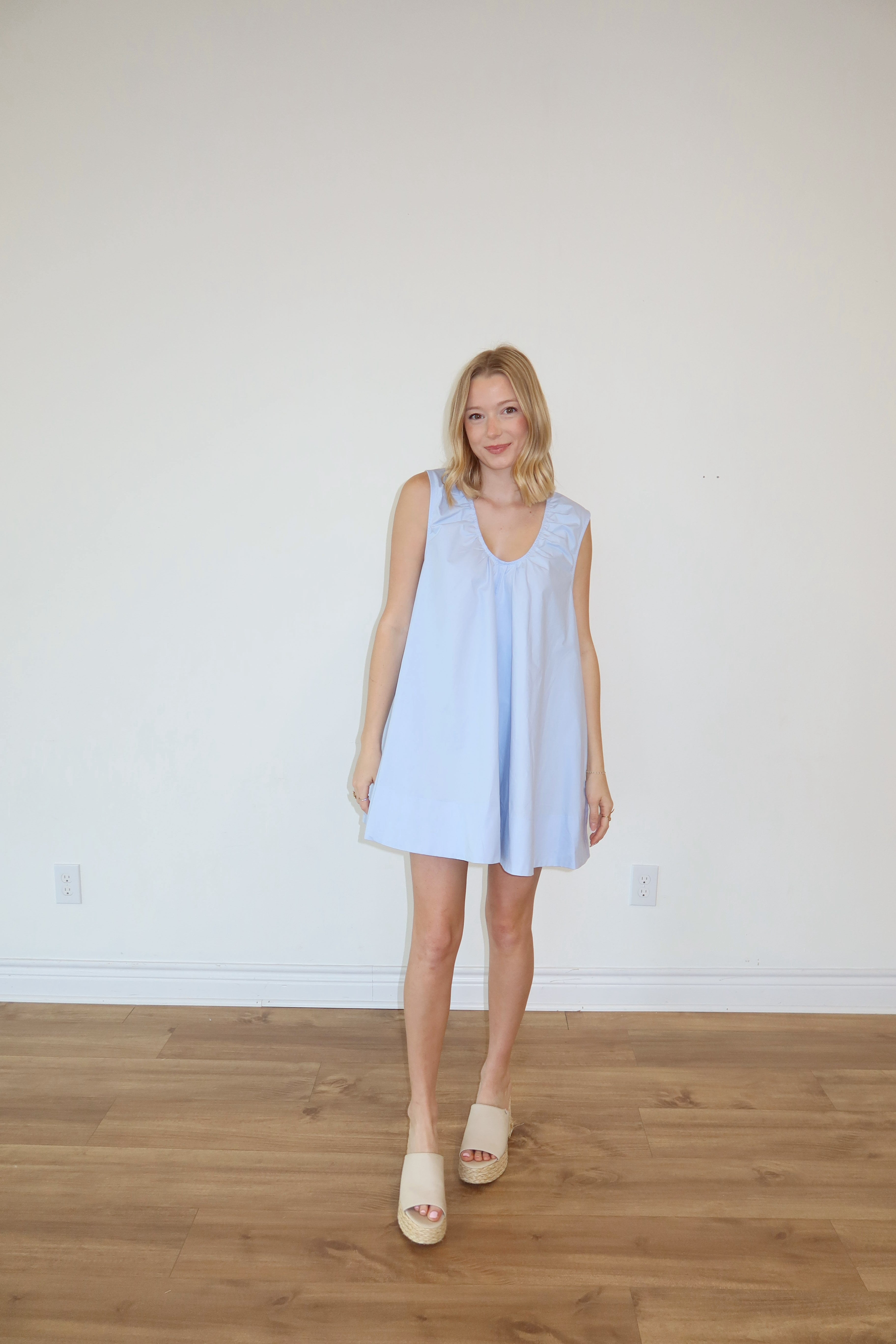 Sammi Blue Swoop Neck Mini Dress