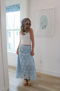 Juniper Blue Floral Detailed Skirt