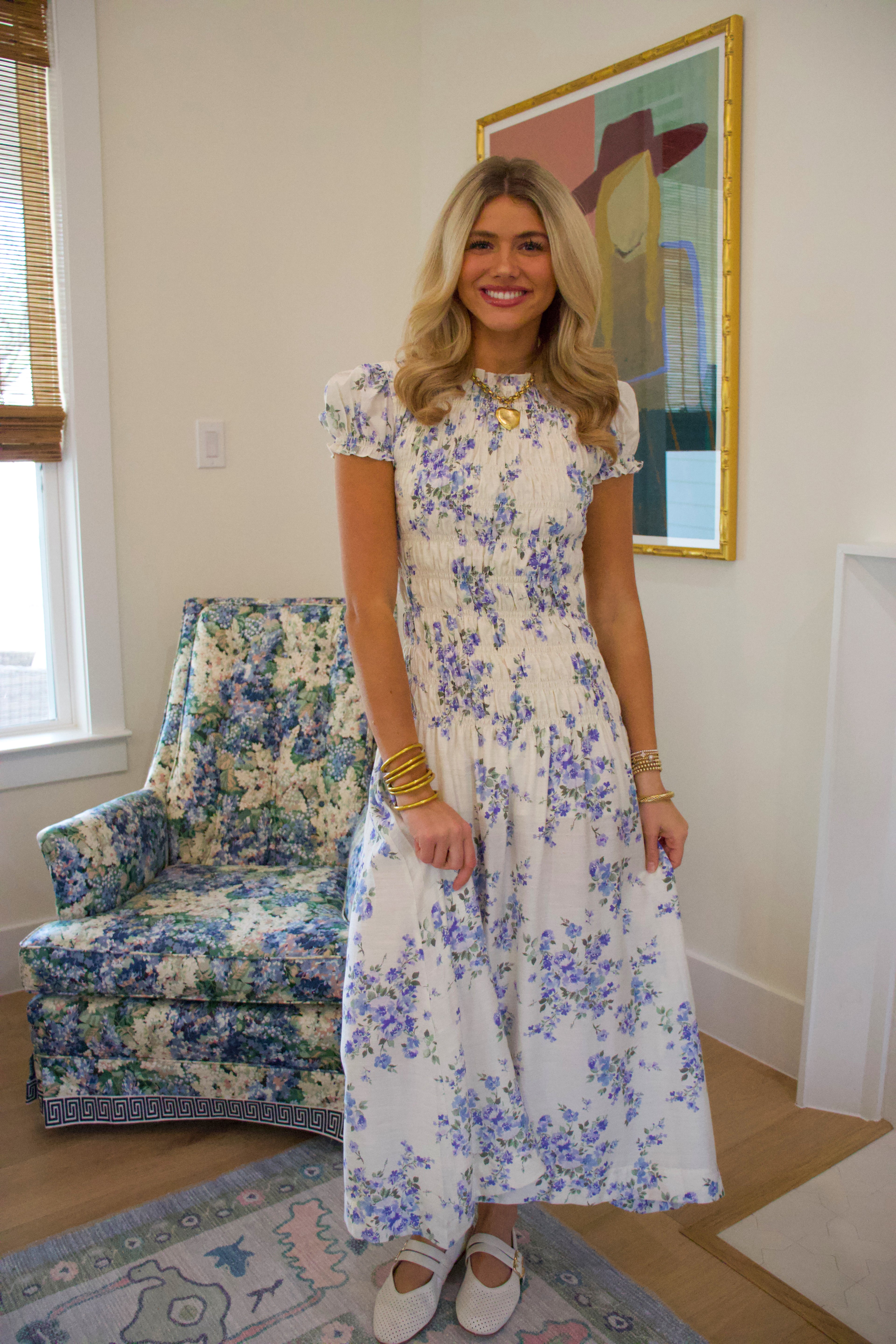 Gracie Blue Floral Maxi Dress