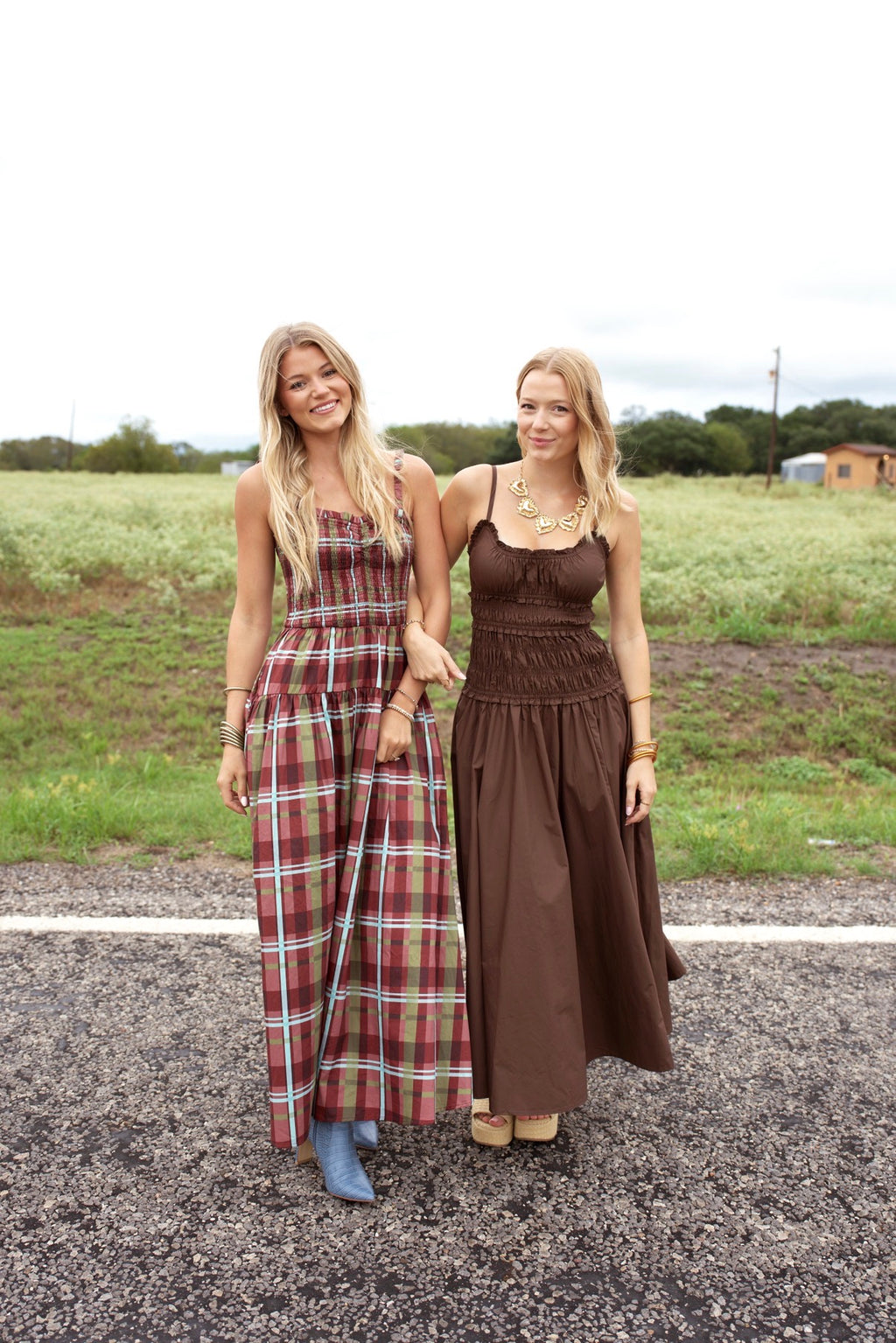 Nora Plaid Maxi Dress