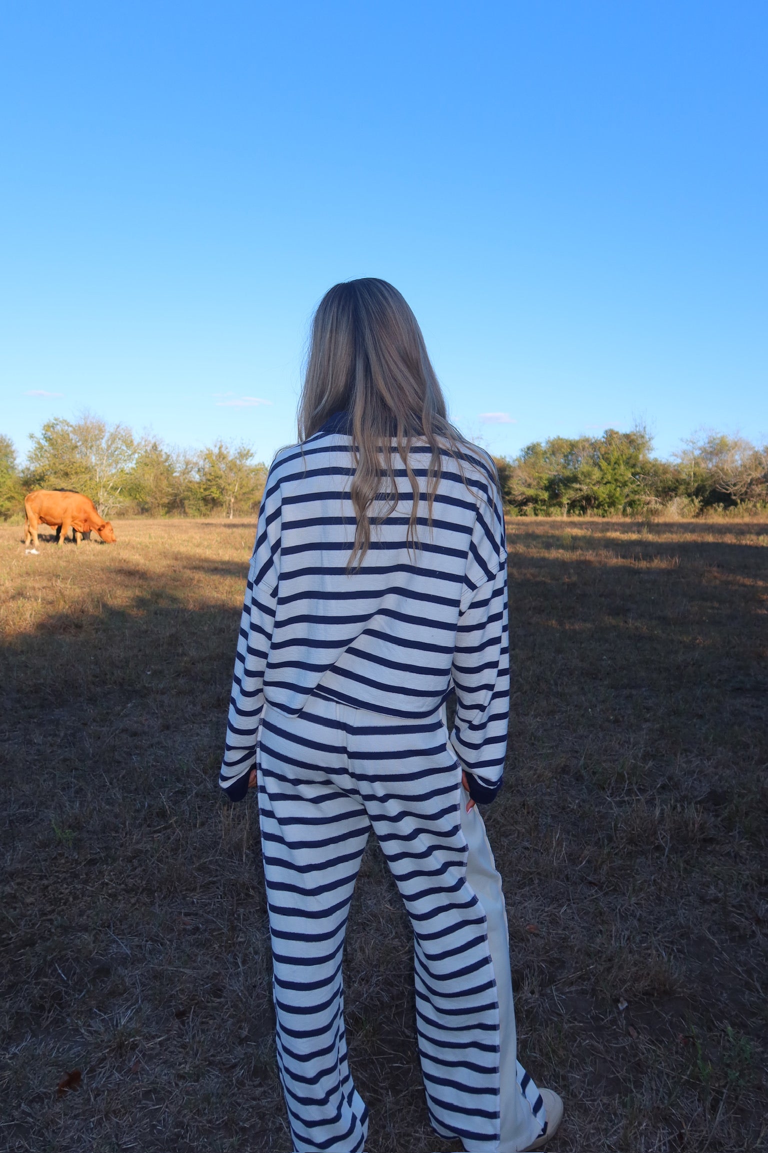 Charlie Navy Striped Sweatshirt
