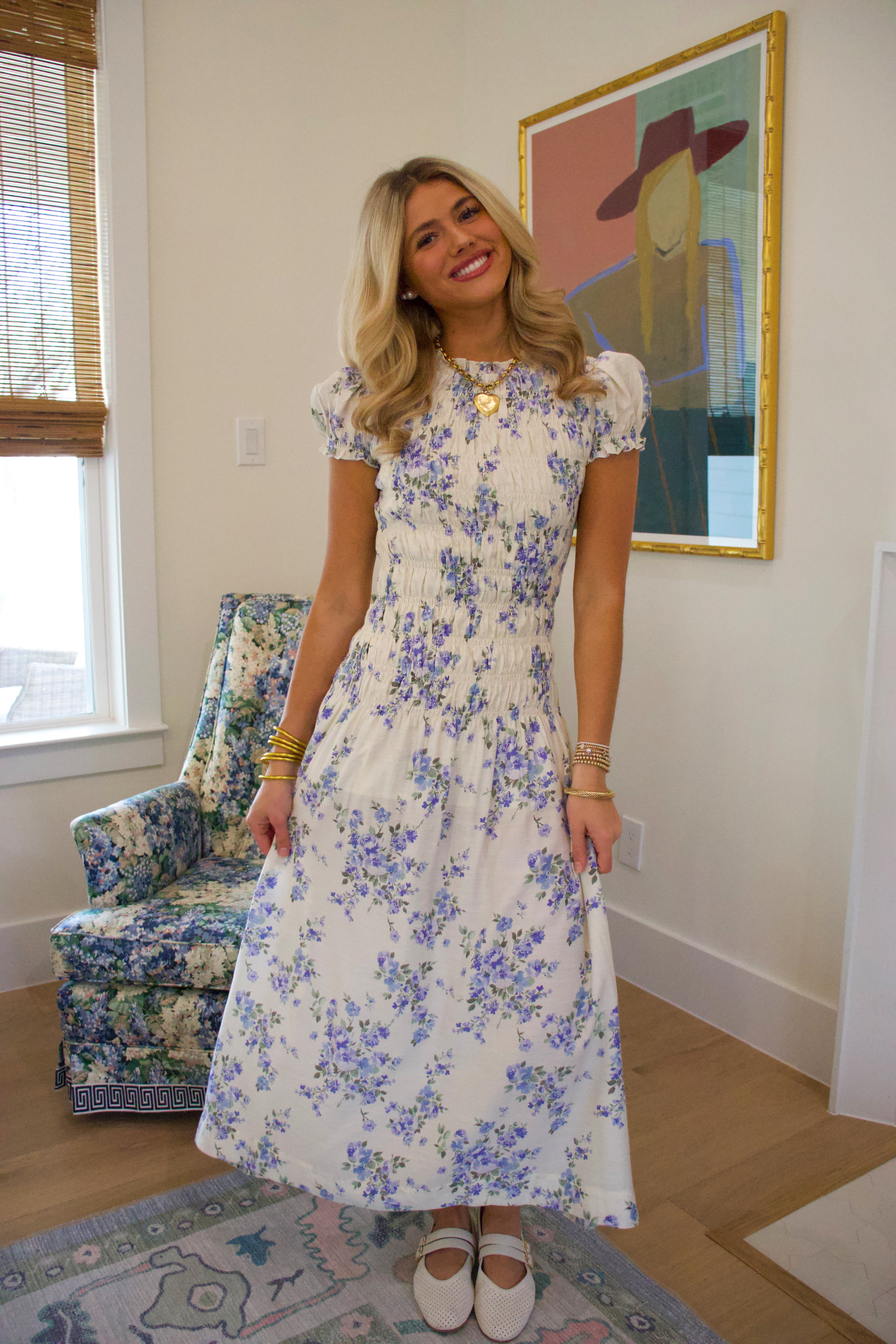 Gracie Blue Floral Maxi Dress