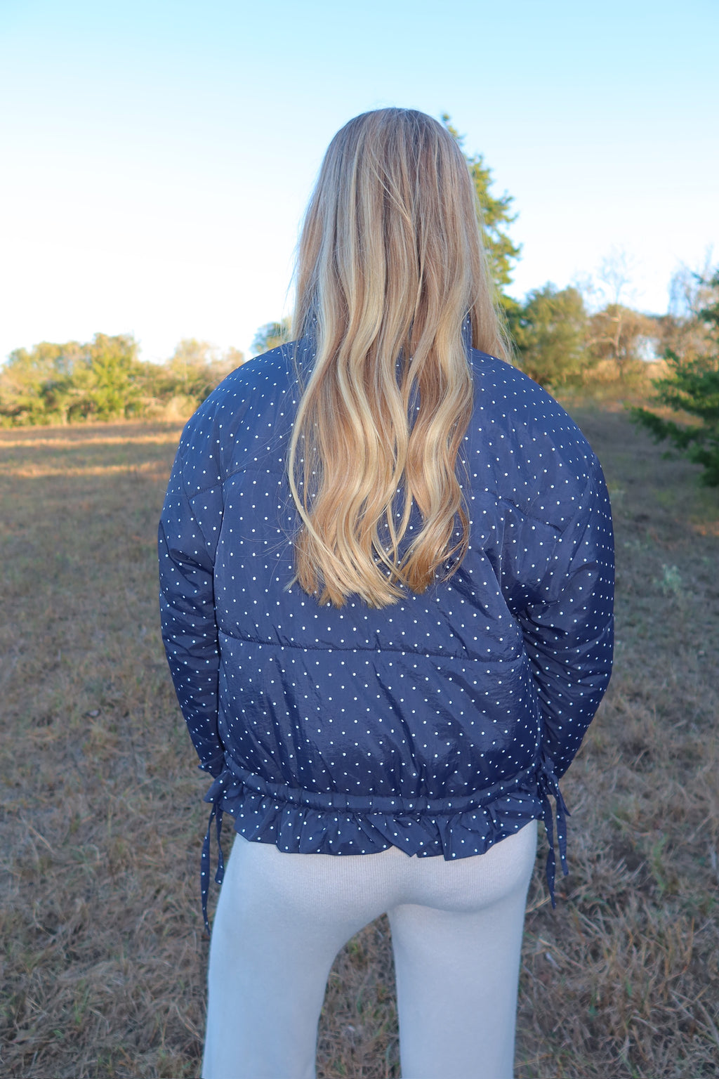 Birdie Blue Polka Dot Puffer Jacket