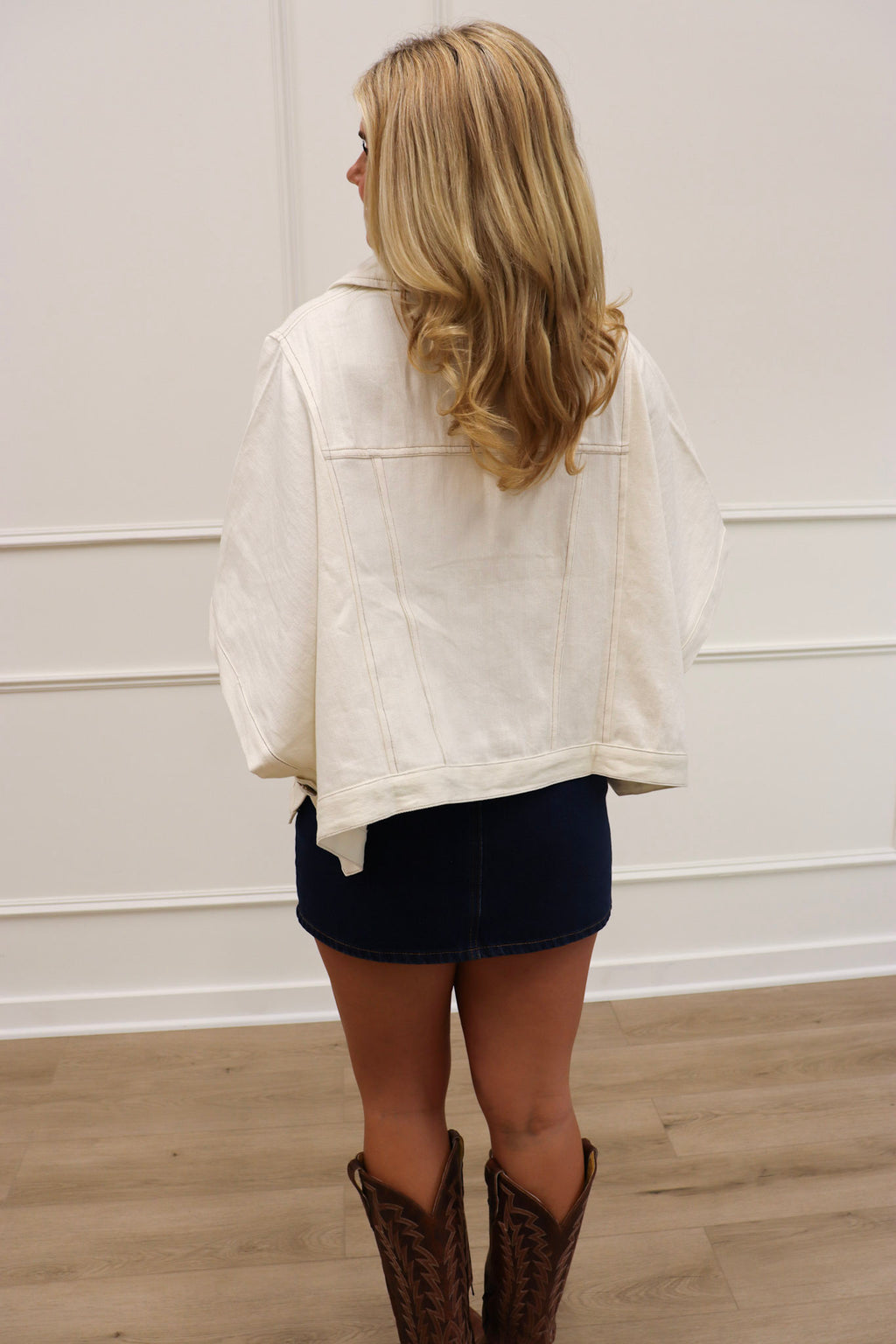 White Denim Cape Top