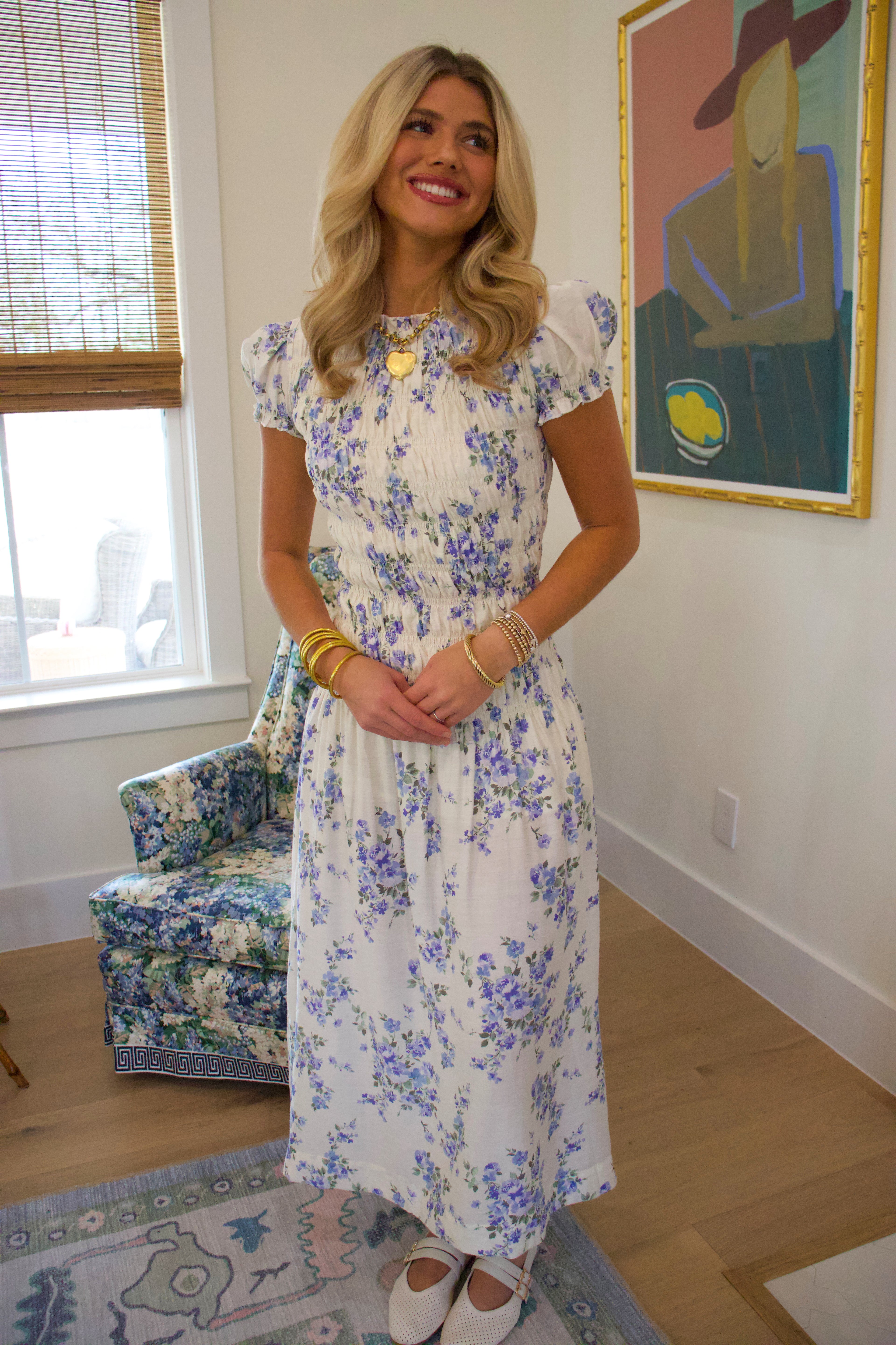 Gracie Blue Floral Maxi Dress