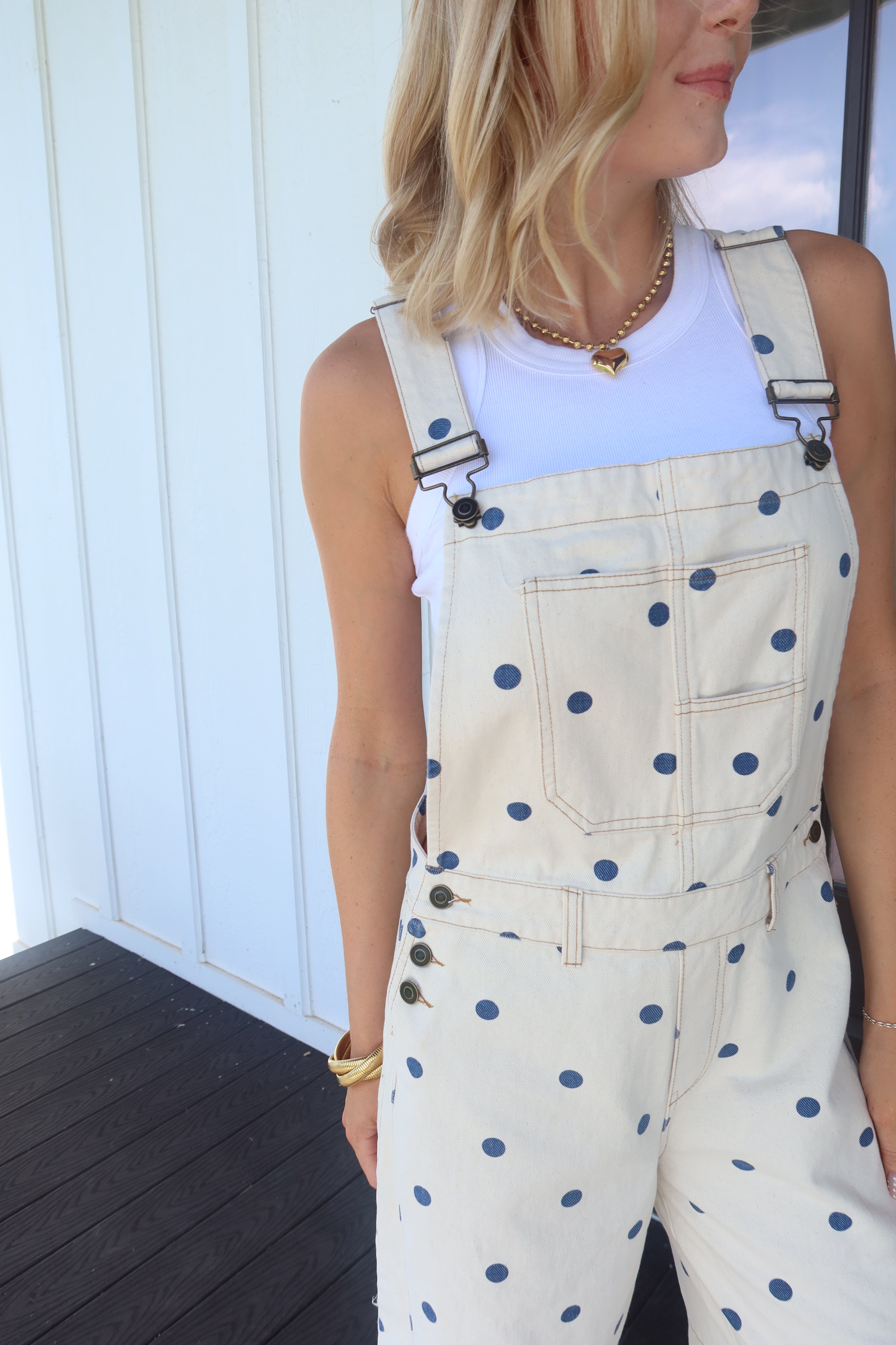 Lennon Polka Dot Barrel Jean Overalls