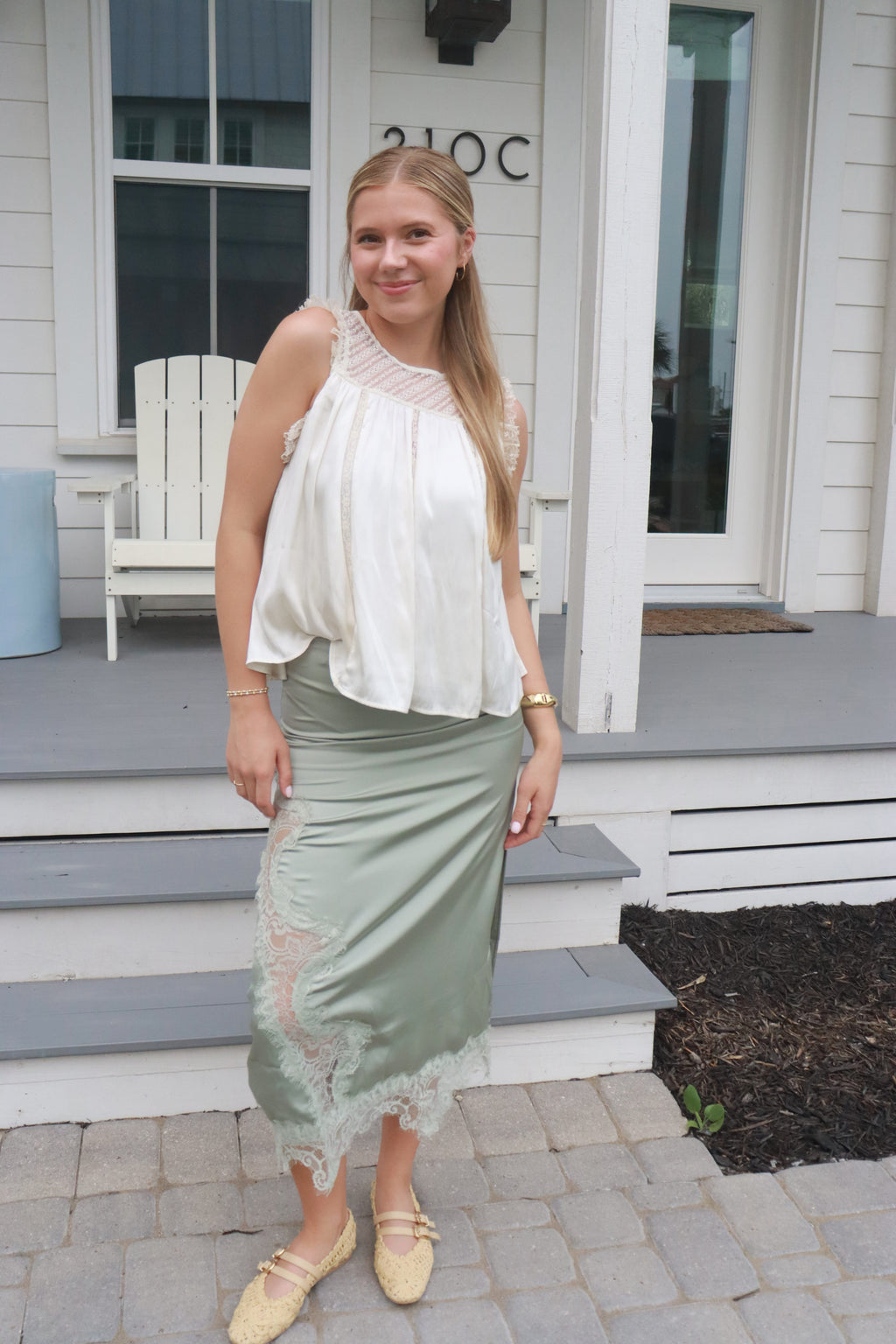 Tate Sage Lace Midi Skirt