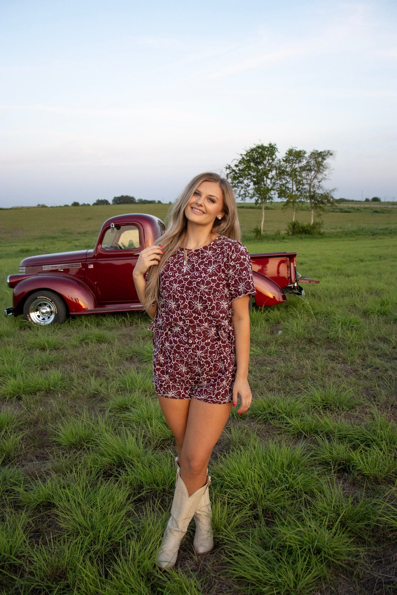 Paige Maroon Eyelet Set