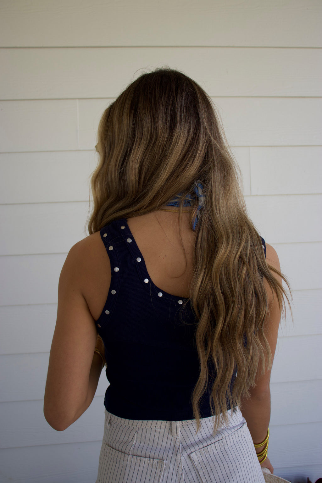 Studded Navy Tank Top