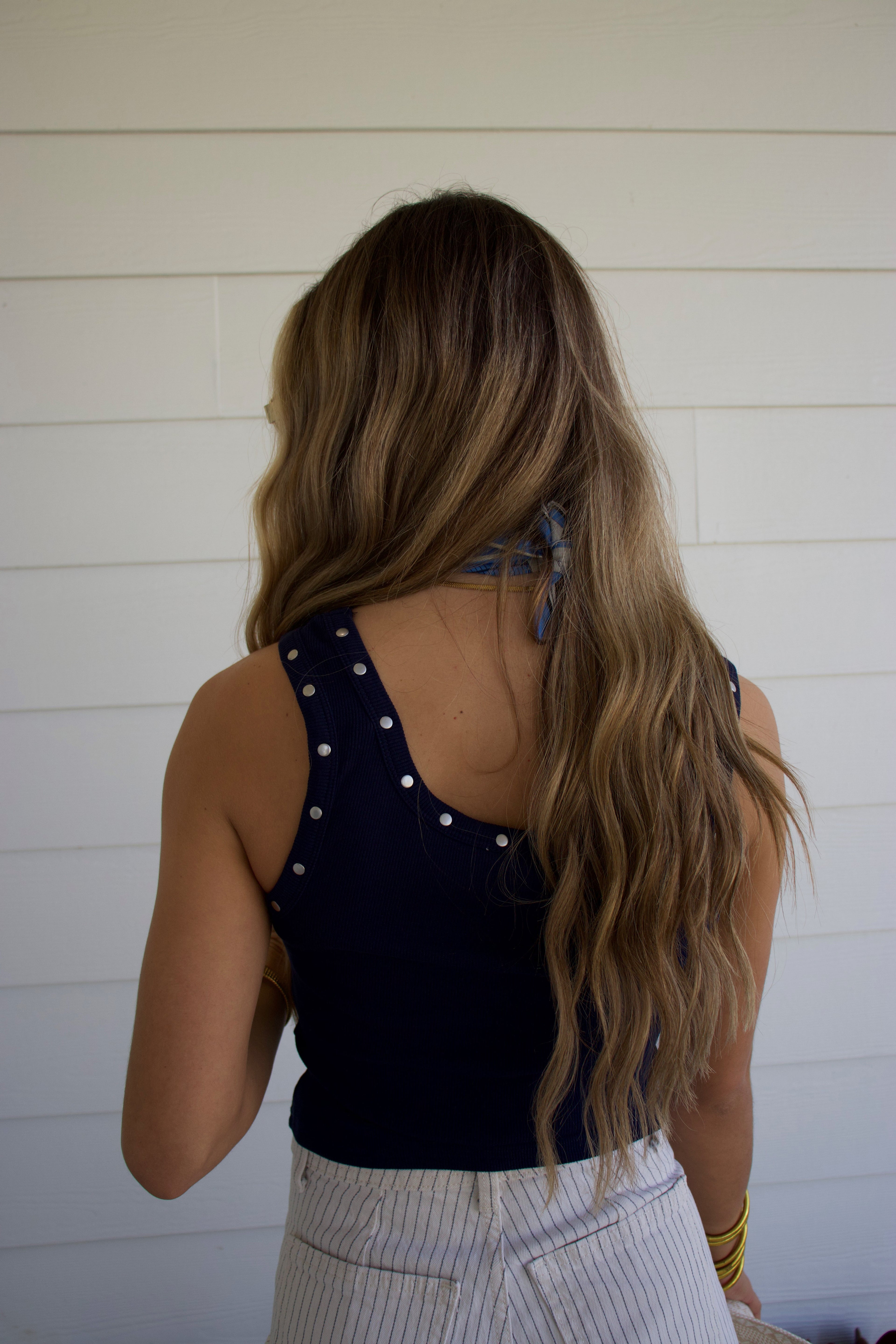 Studded Navy Tank Top