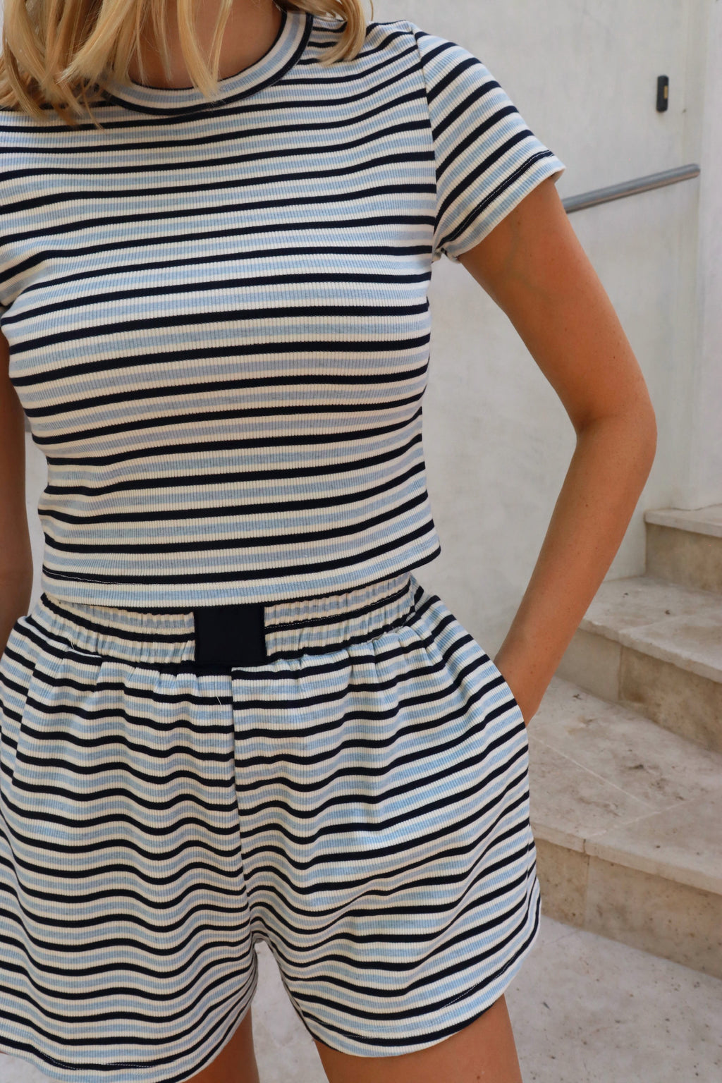 Harbor Blue Striped Lounge Set