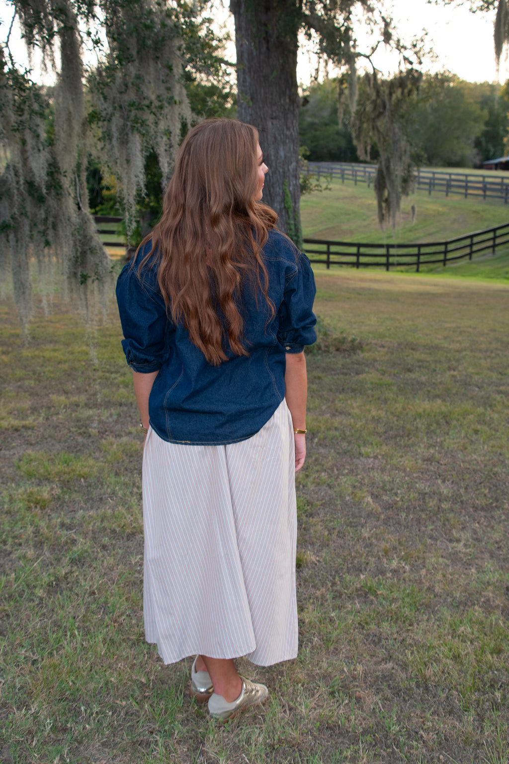 Ryder Cream Striped Maxi Skirt