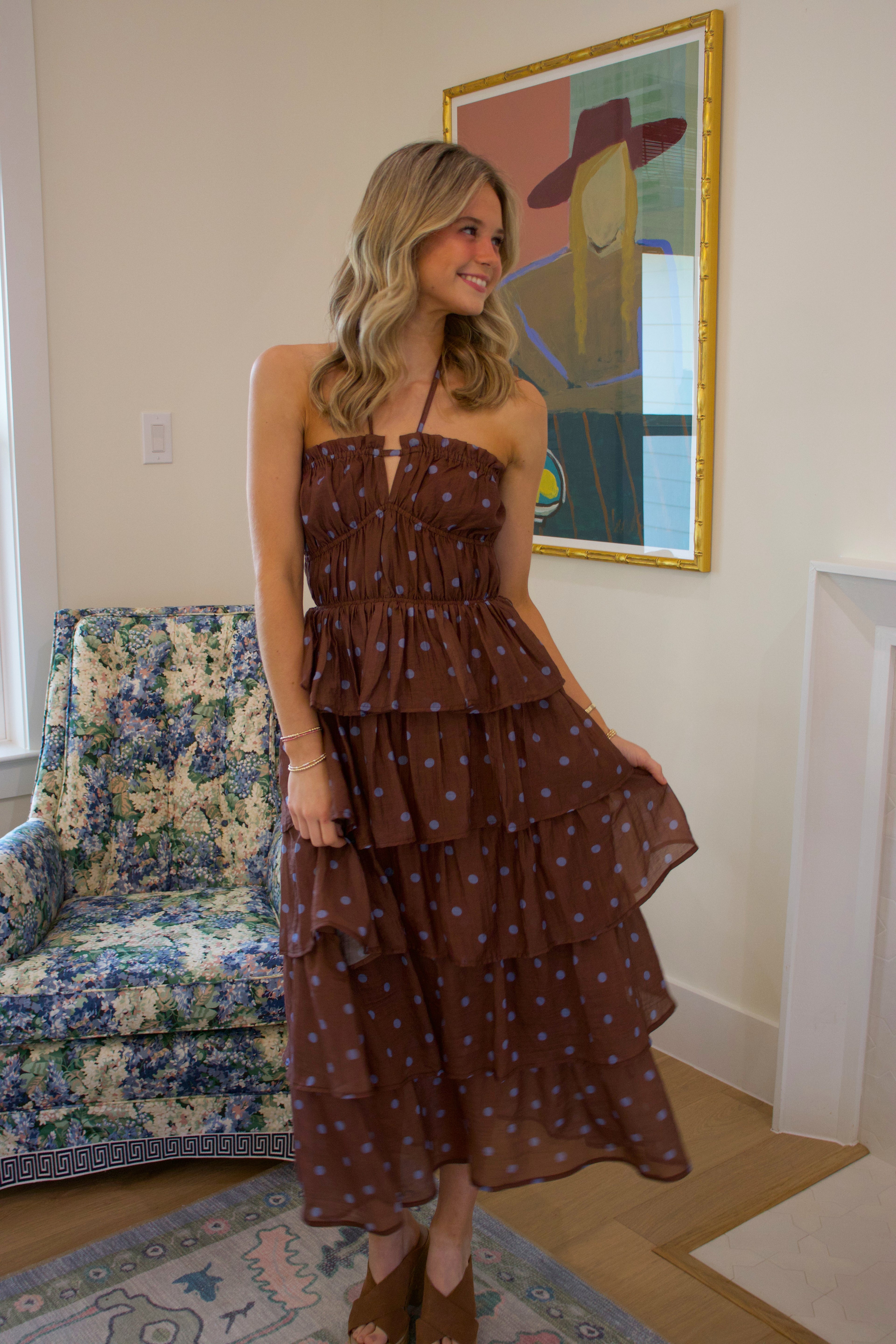 Heidi Brown Polka Dot Dress