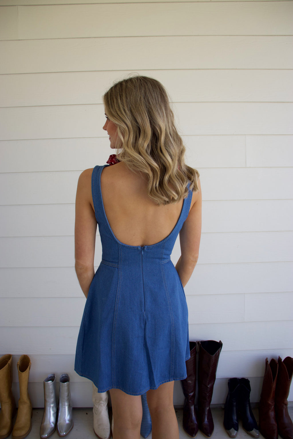 Lee Boat Neck Denim Dress