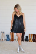 Morgan Black Pleather Mini Dress