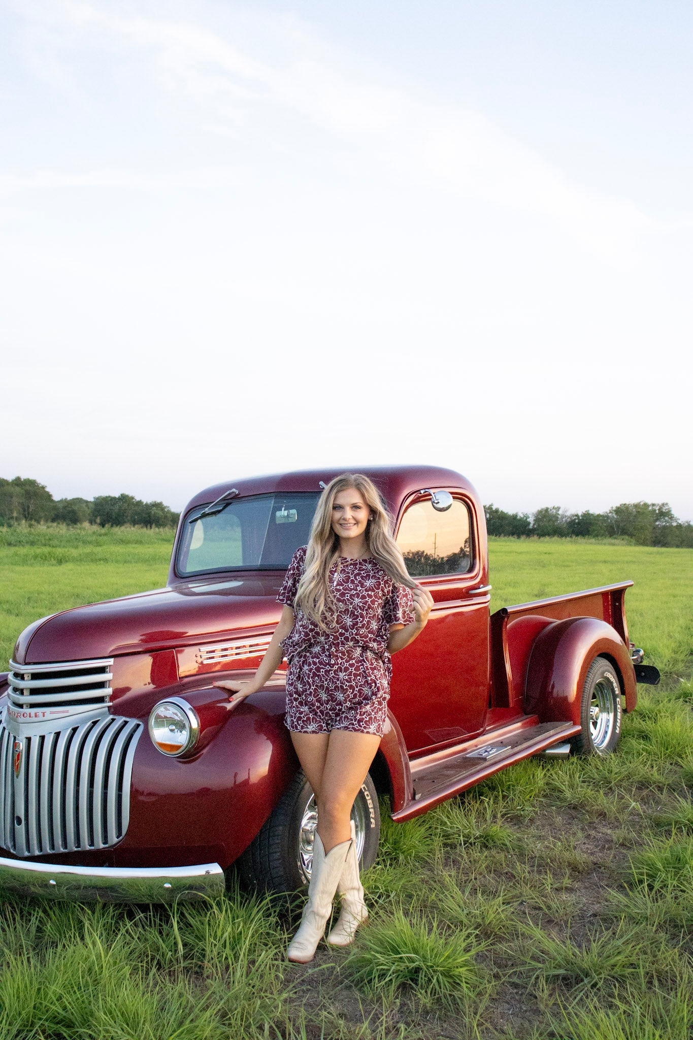 Paige Maroon Eyelet Set