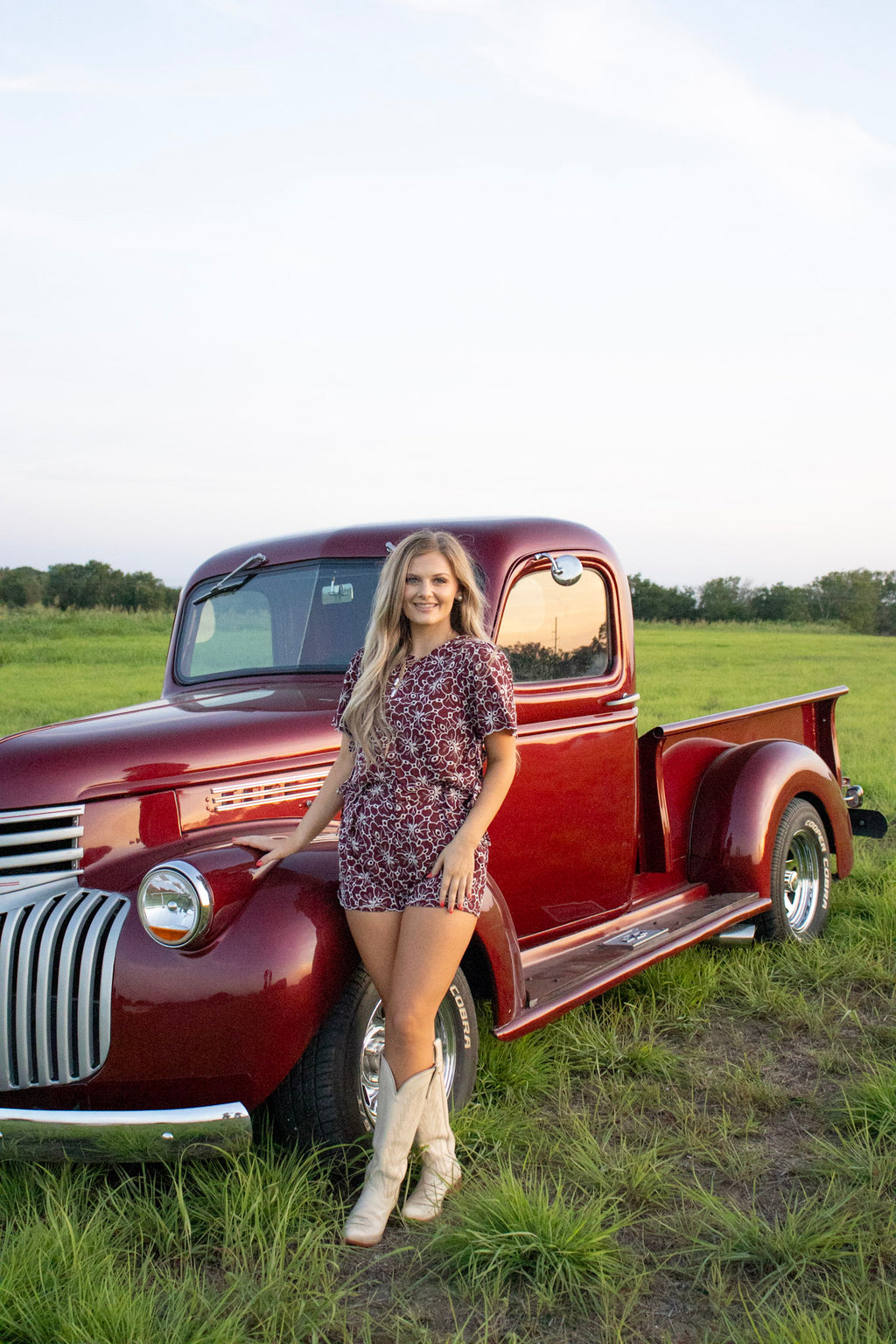 Paige Maroon Eyelet Set