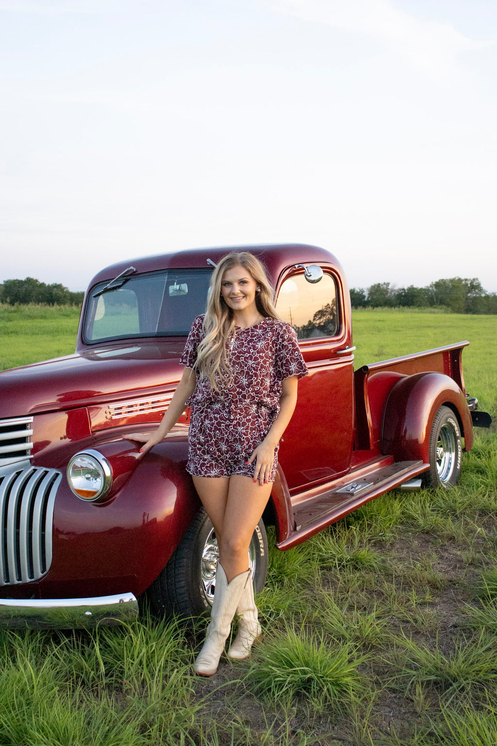 Paige Maroon Eyelet Set
