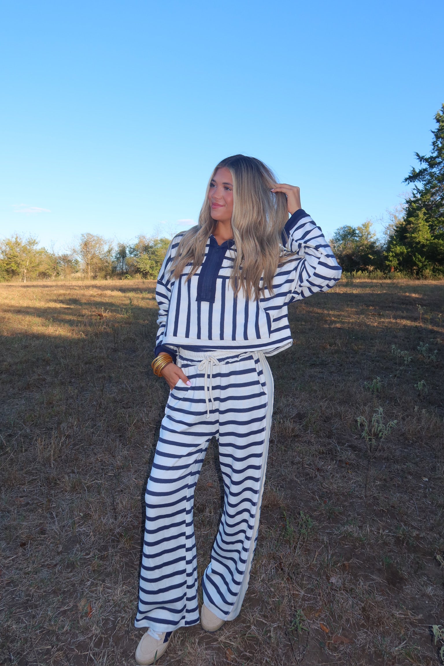 Charlie Navy Striped Sweatpants