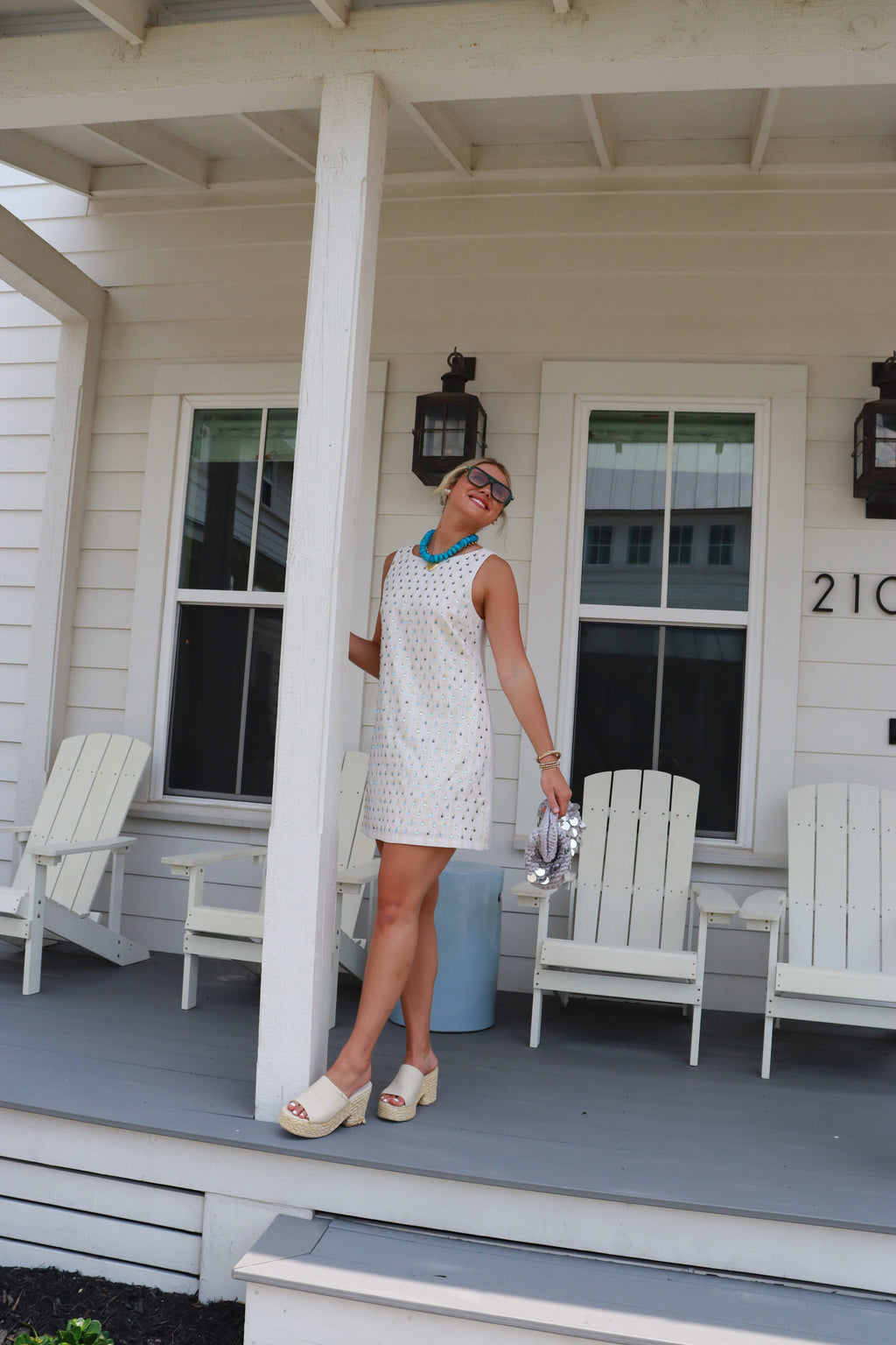 Sequin Cream Mini Dress