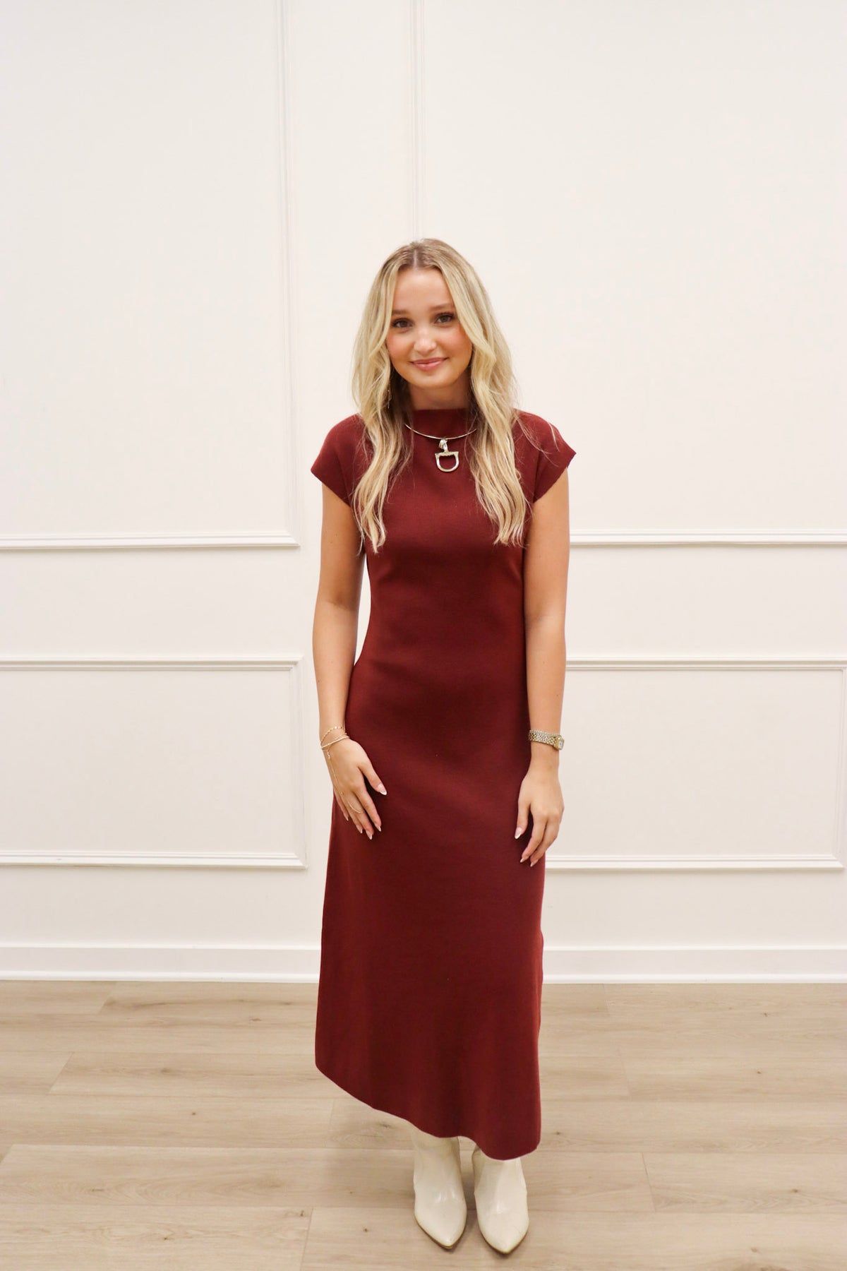 Kitt Maroon Sweater Dress