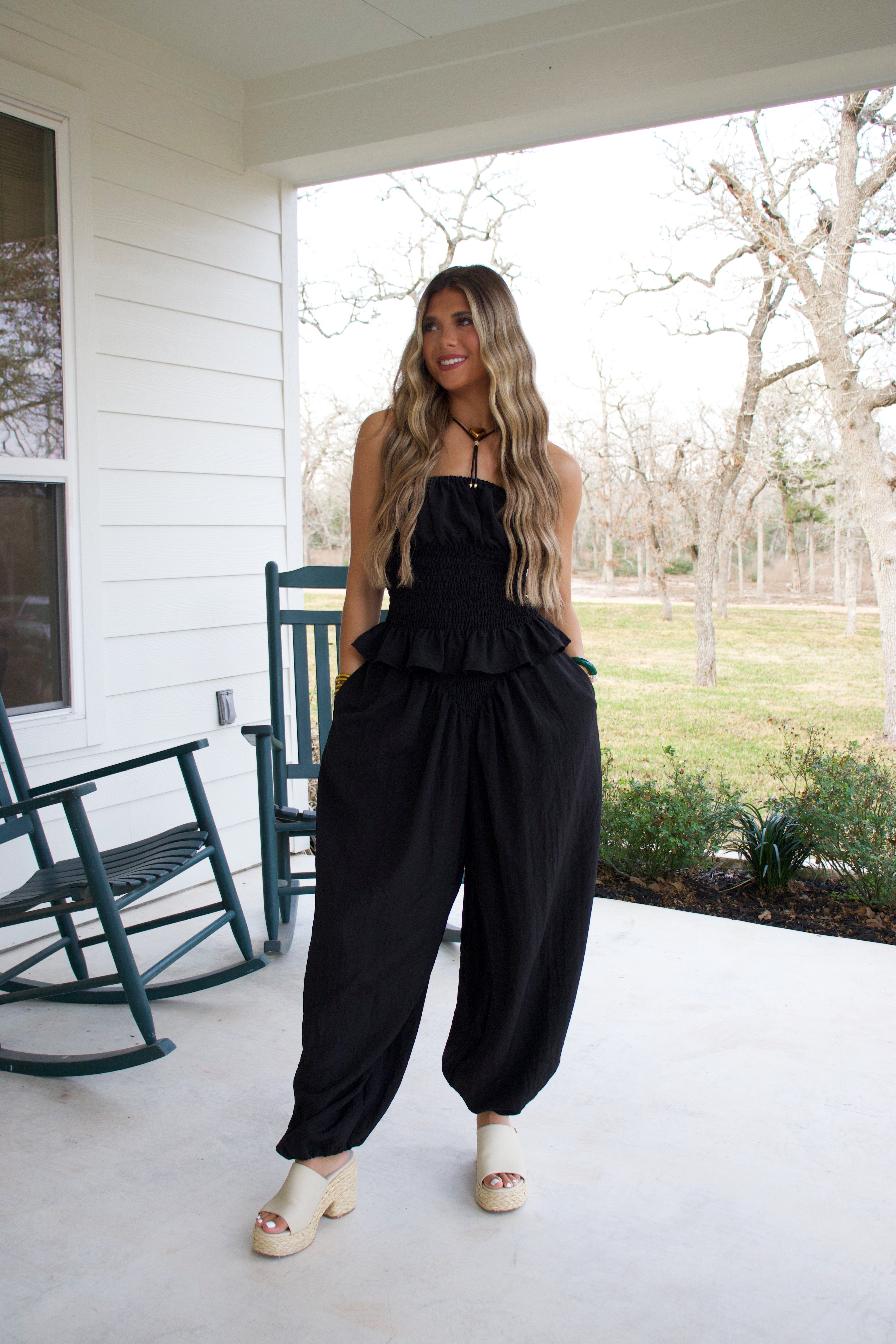 Elsie Black Pants Set