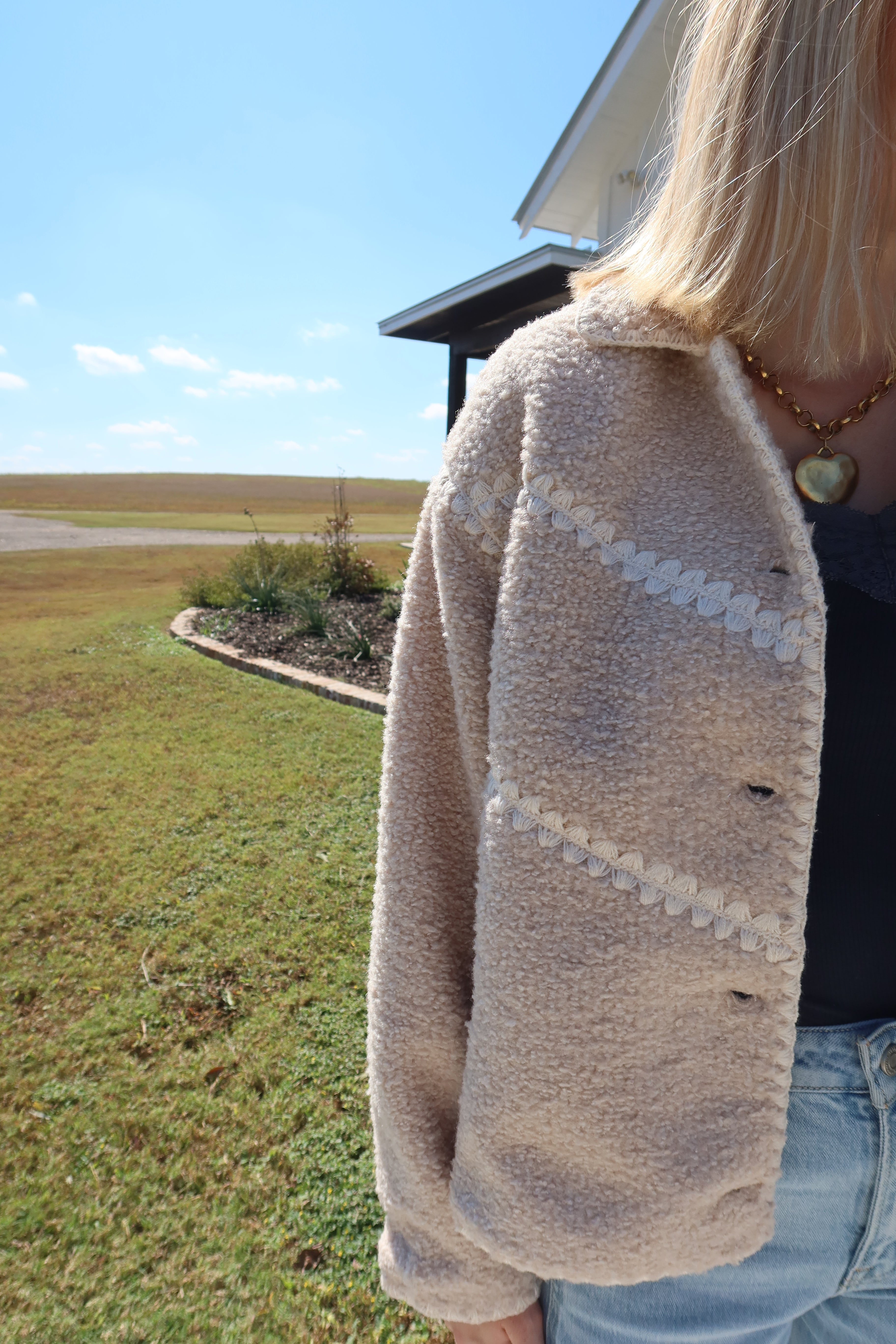 Lyla Cream Stitched Jacket