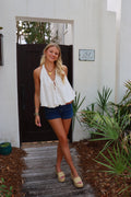 White Bubble Halter Top