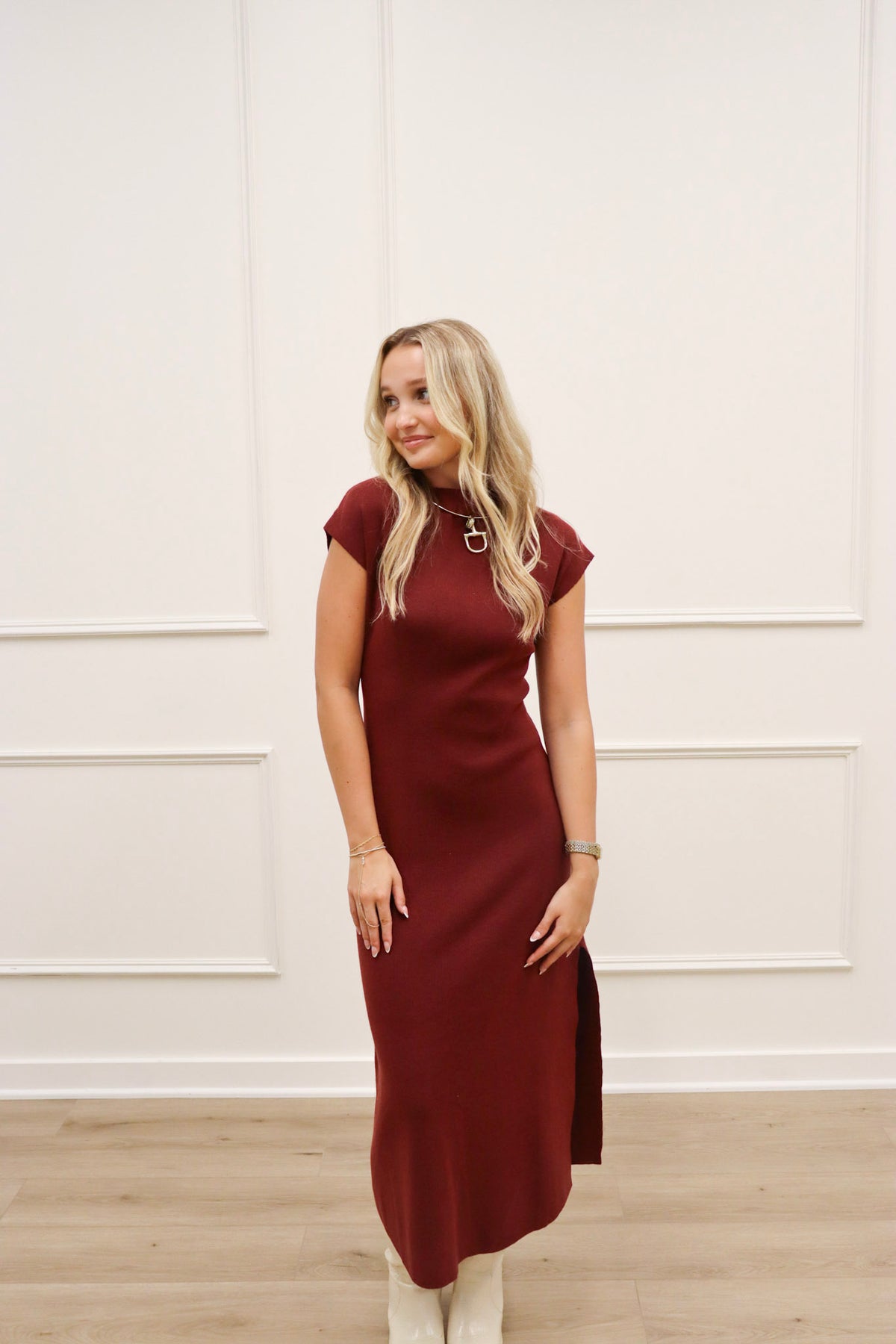 Kitt Maroon Sweater Dress